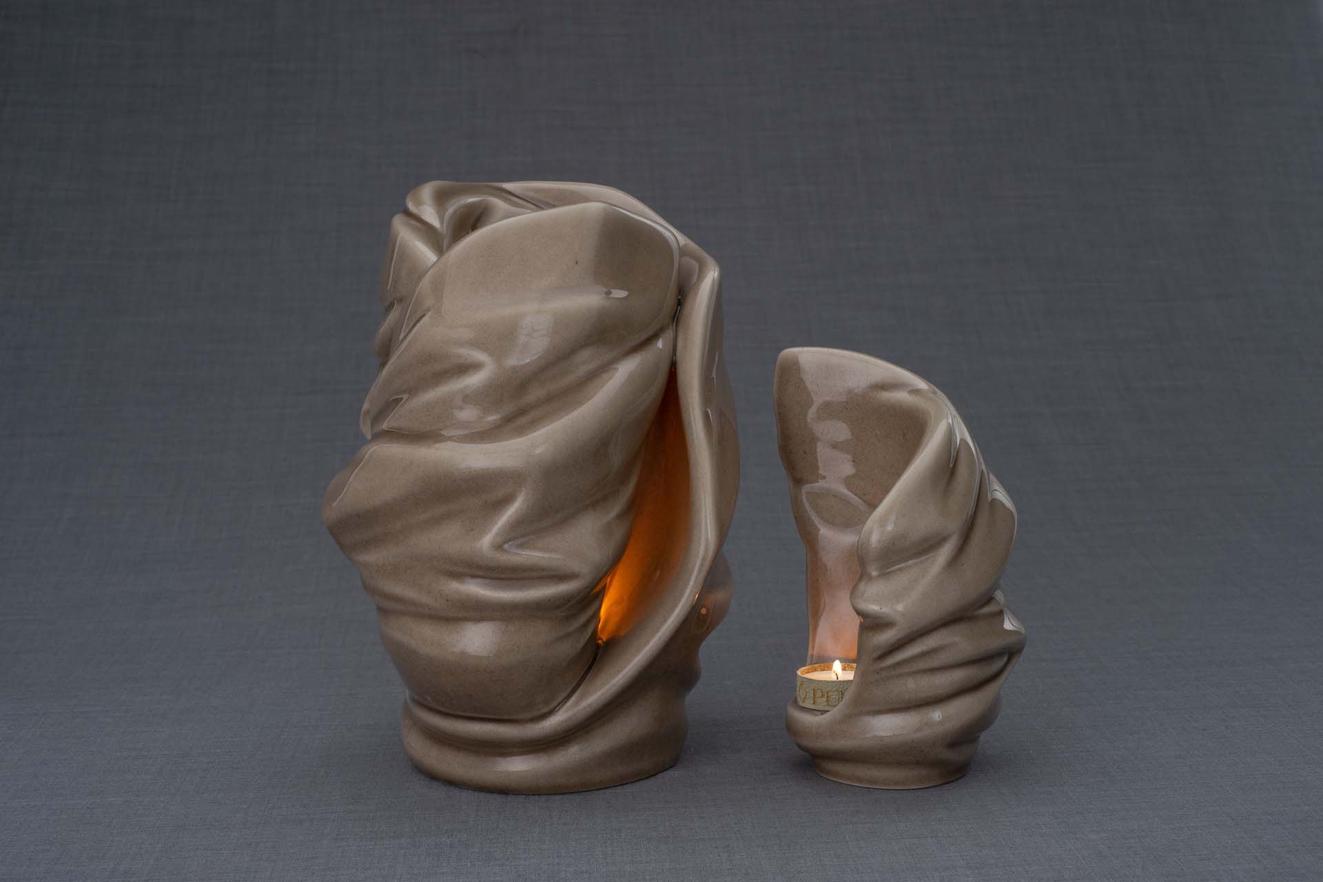 Pulvis Art Urns Adult Size Urn Handmade Cremation Urn for Ashes "Light" - Large | Beige Grey | Ceramic