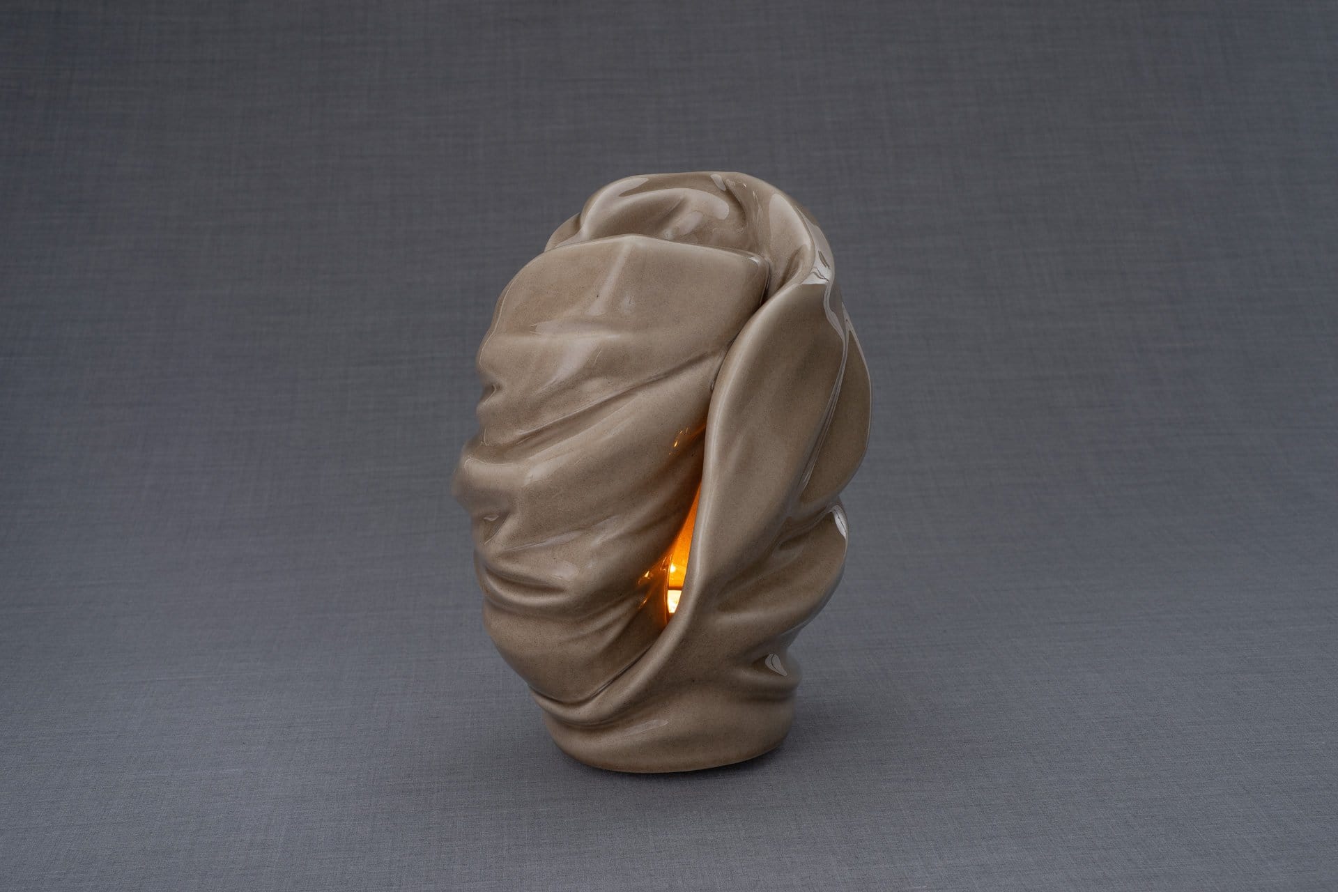 Light Handmade Cremation Urn for Ashes, size Large/Adult, color Beige Grey-Pulvis Art Urns