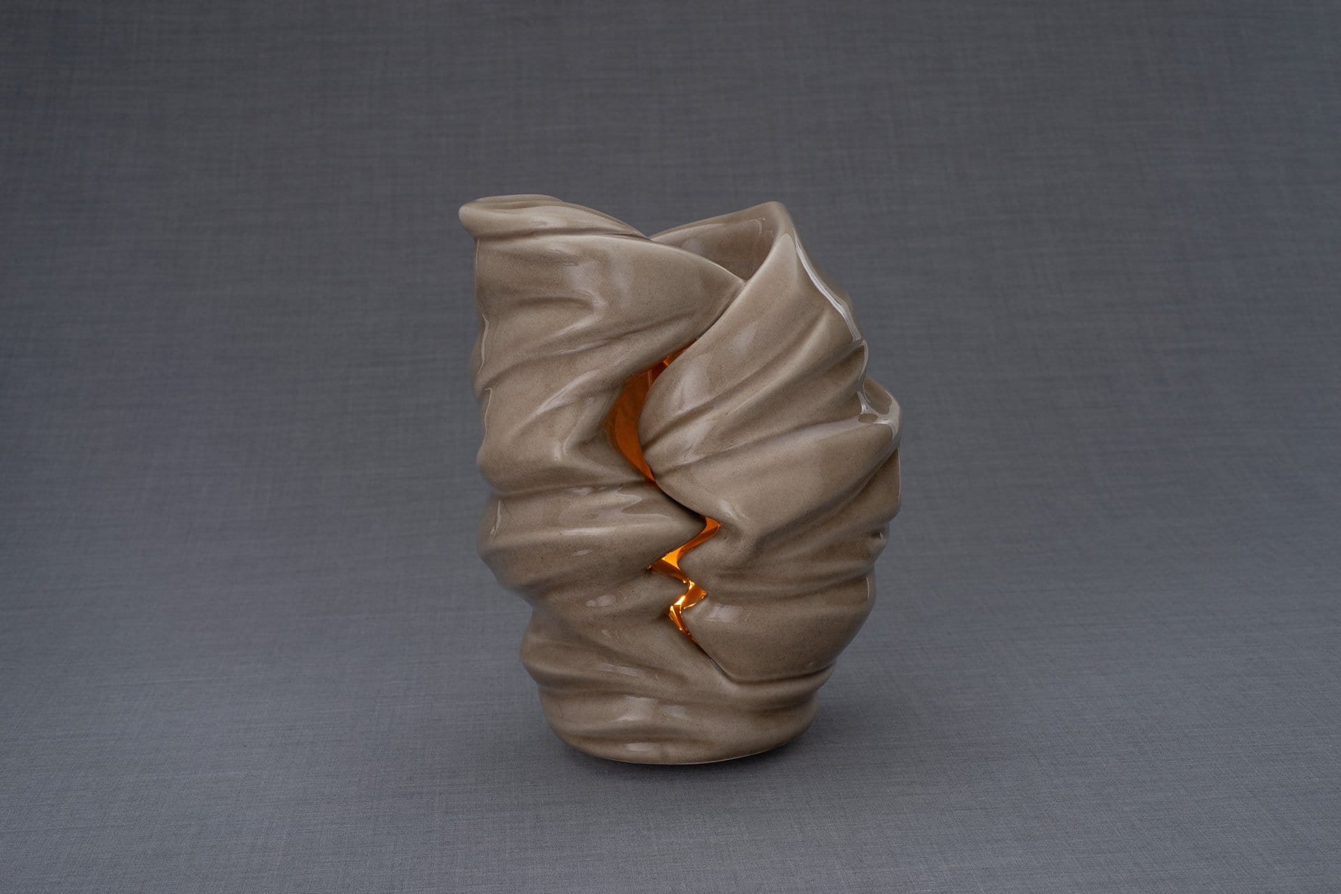 Light Handmade Cremation Urn for Ashes, size Large/Adult, color Beige Grey-Pulvis Art Urns