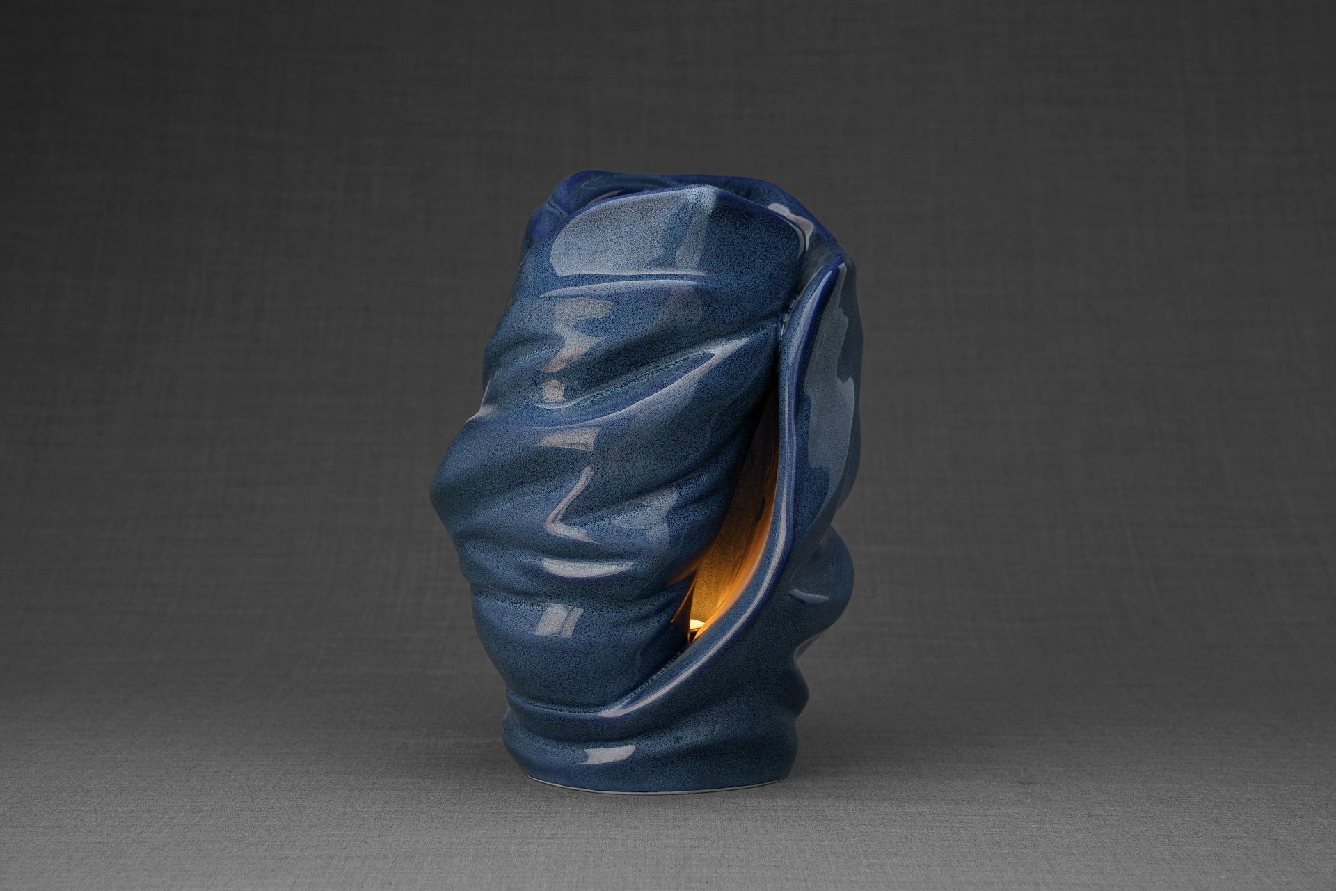 Pulvis Art Urns Adult Size Urn Handmade Cremation Urn for Ashes "Light" - Large | Blue Melange | Ceramic