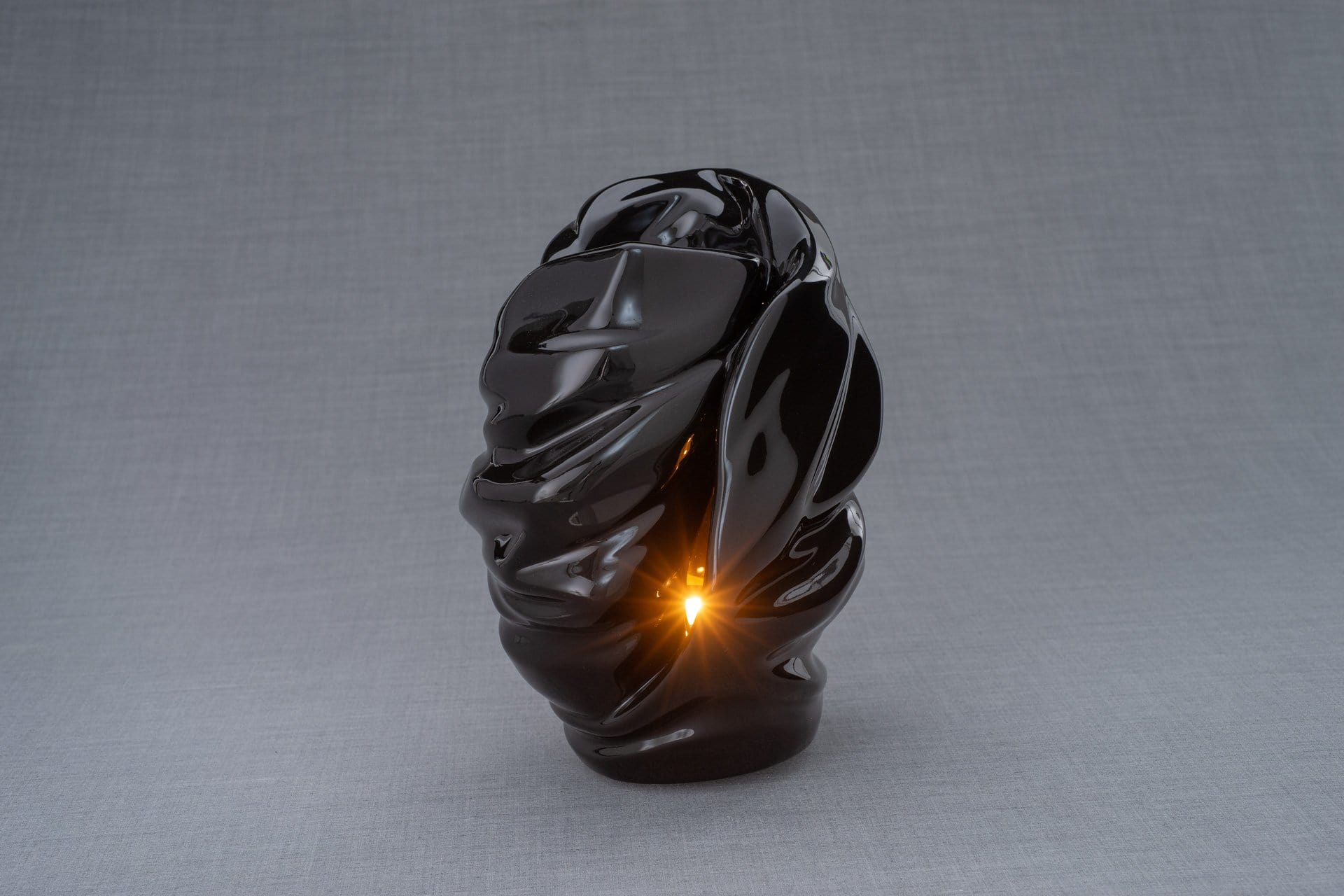 Light Handmade Cremation Urn for Ashes, size Large/Adult, color Lamp Black-Pulvis Art Urns
