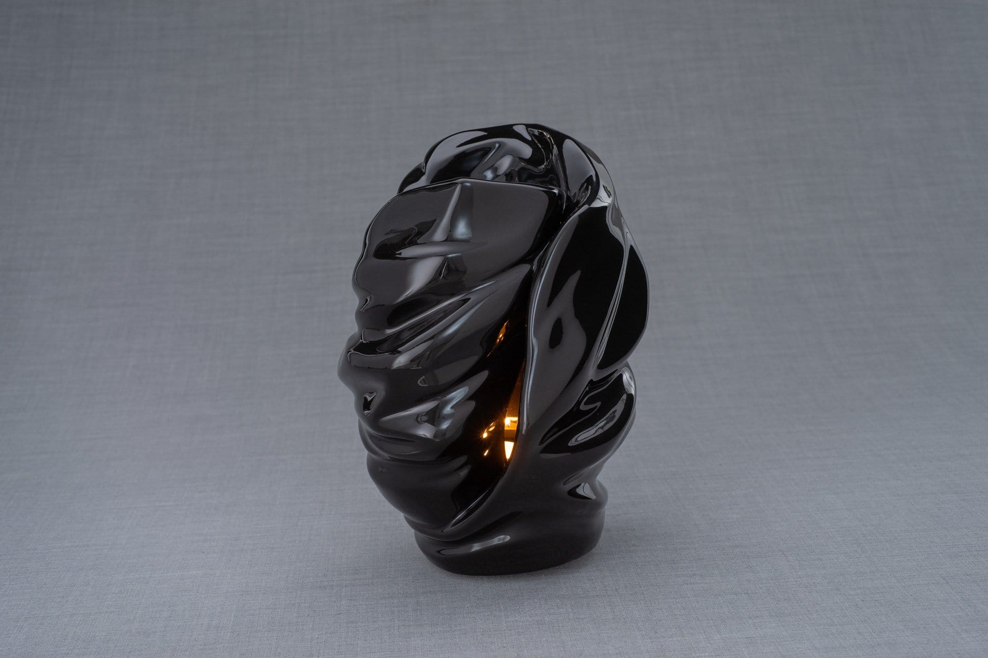 Light Handmade Cremation Urn for Ashes, size Large/Adult, color Lamp Black-Pulvis Art Urns