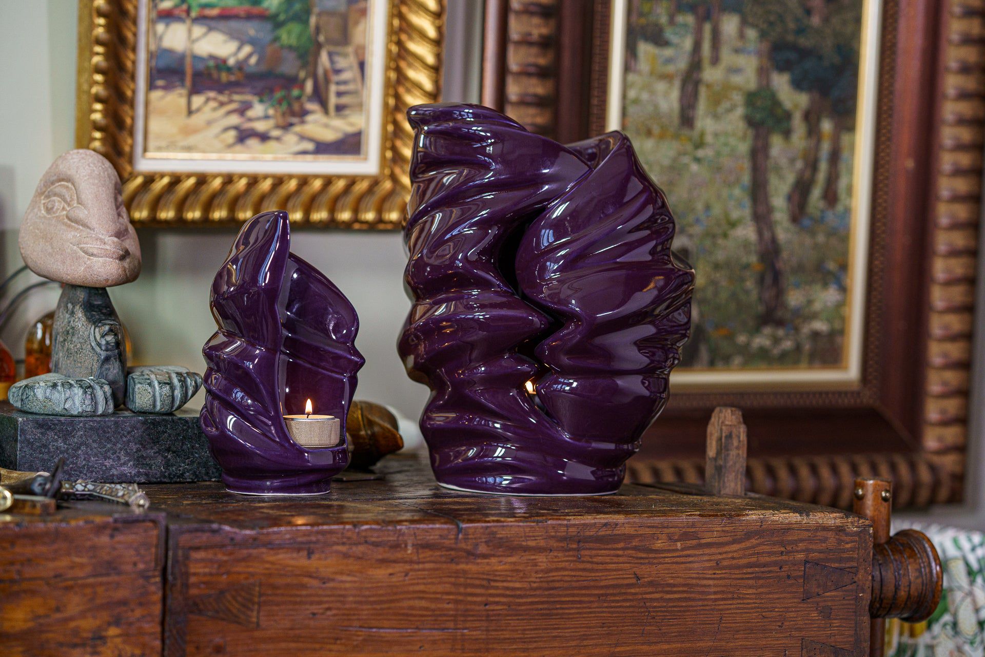 Pulvis Art Urns Adult Size Urn Handmade Cremation Urn for Ashes "Light" - Large | Violet | Ceramic