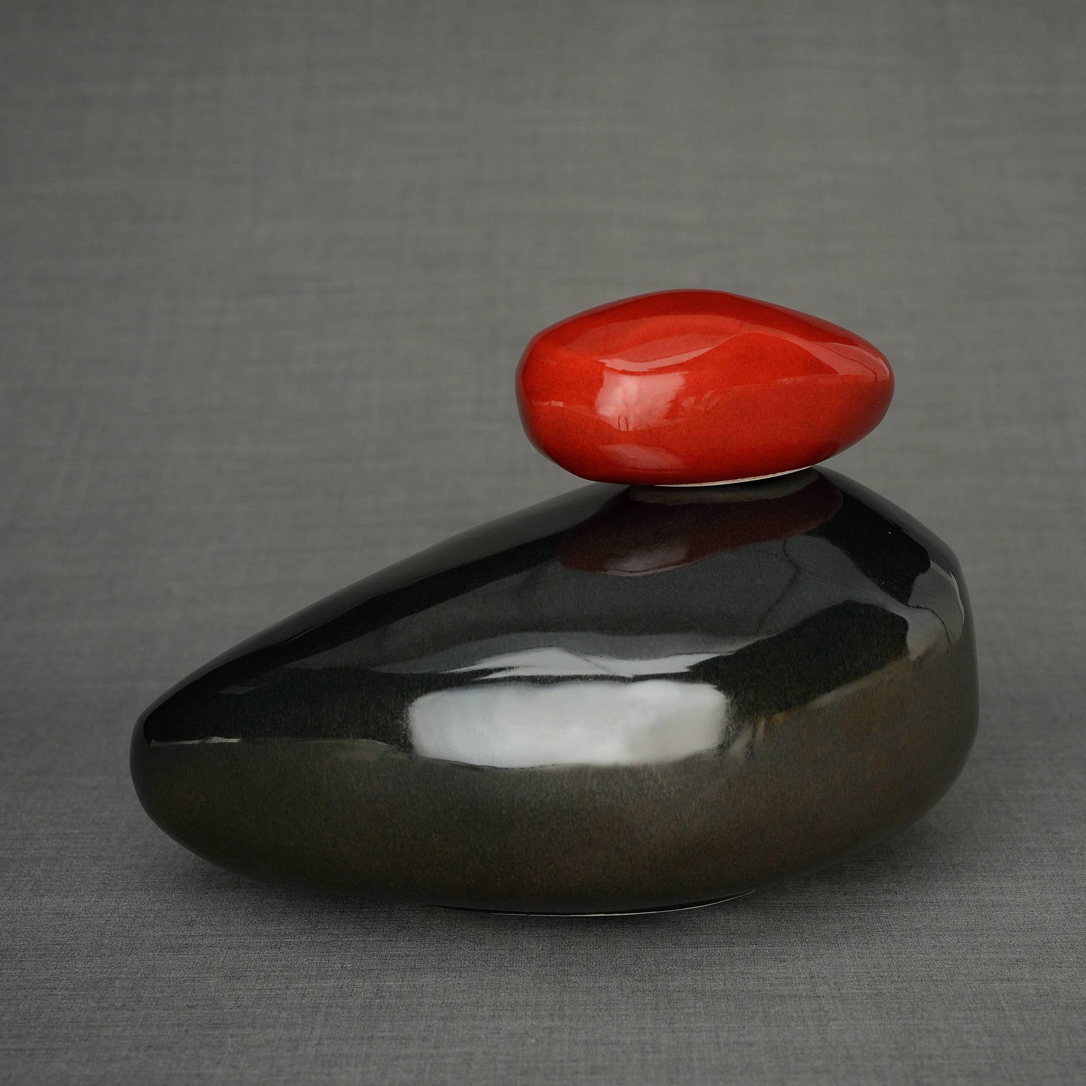 Stone Handmade Cremation Urn for Ashes, size Large/Adult, color Black Gloss-PulvisArtUrns-Pulvis Art Urns