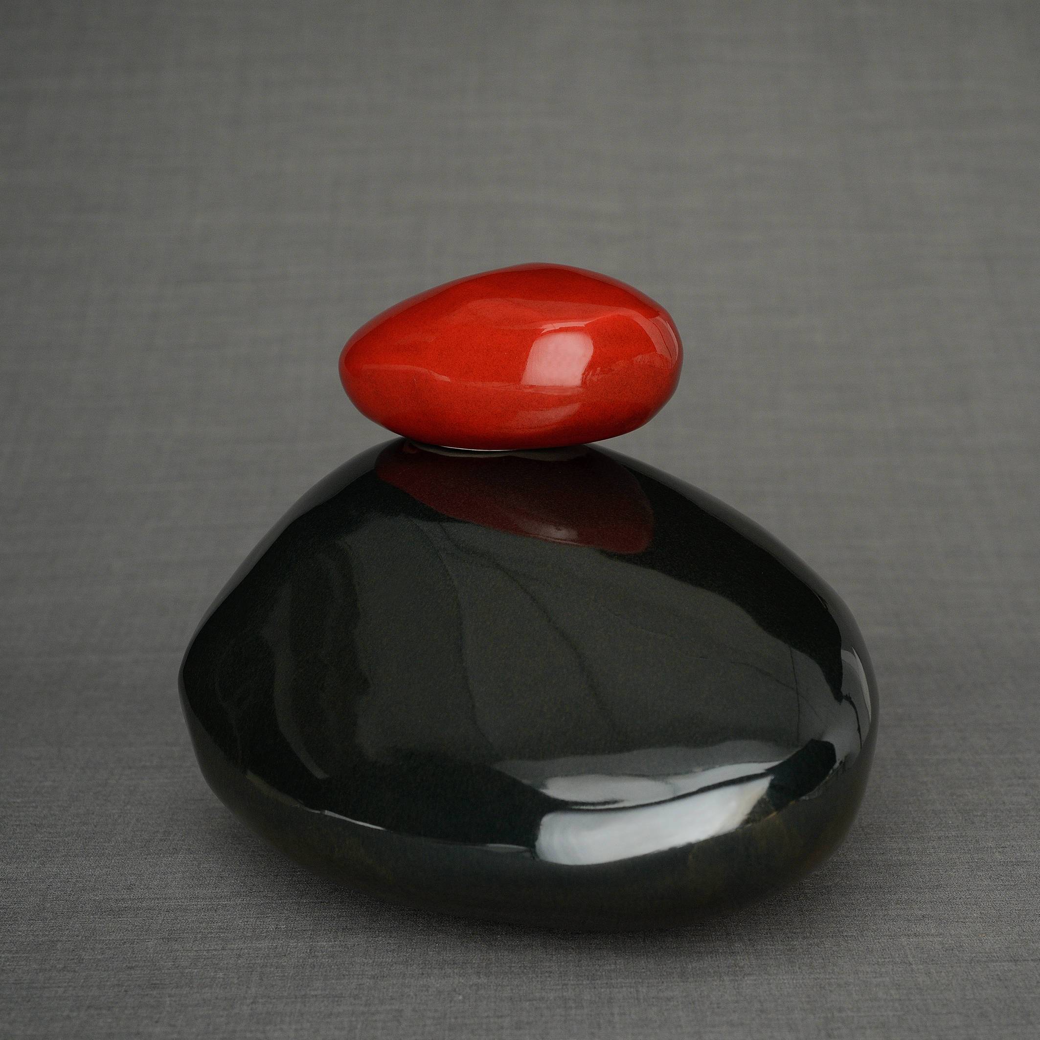 Stone Handmade Cremation Urn for Ashes, size Large/Adult, color Black Gloss-PulvisArtUrns-Pulvis Art Urns