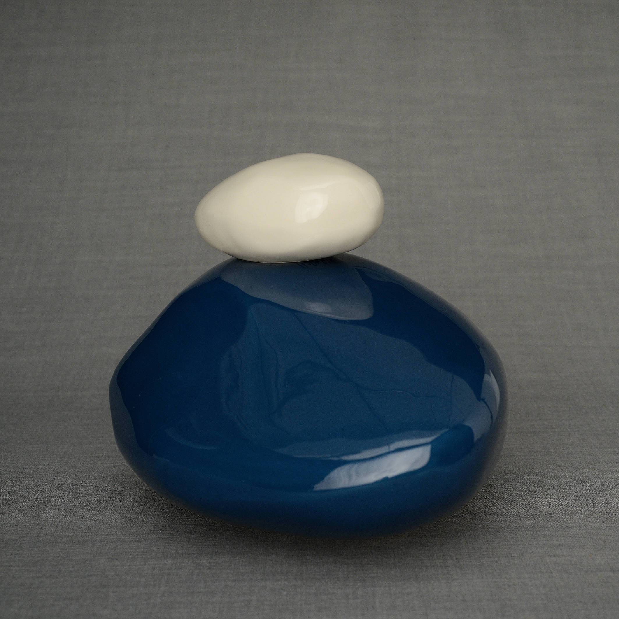 Stone Handmade Cremation Urn for Ashes, size Large/Adult, color Light Cobalt-PulvisArtUrns-Pulvis Art Urns