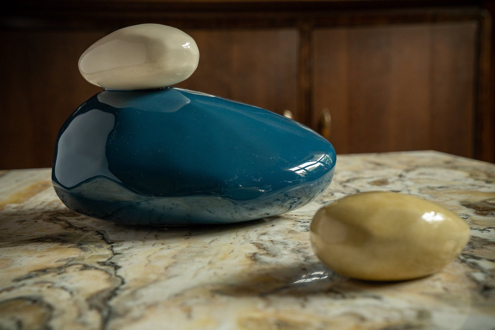 Stone - Ceramic art urn for ashes by Pulvis ARt Urns