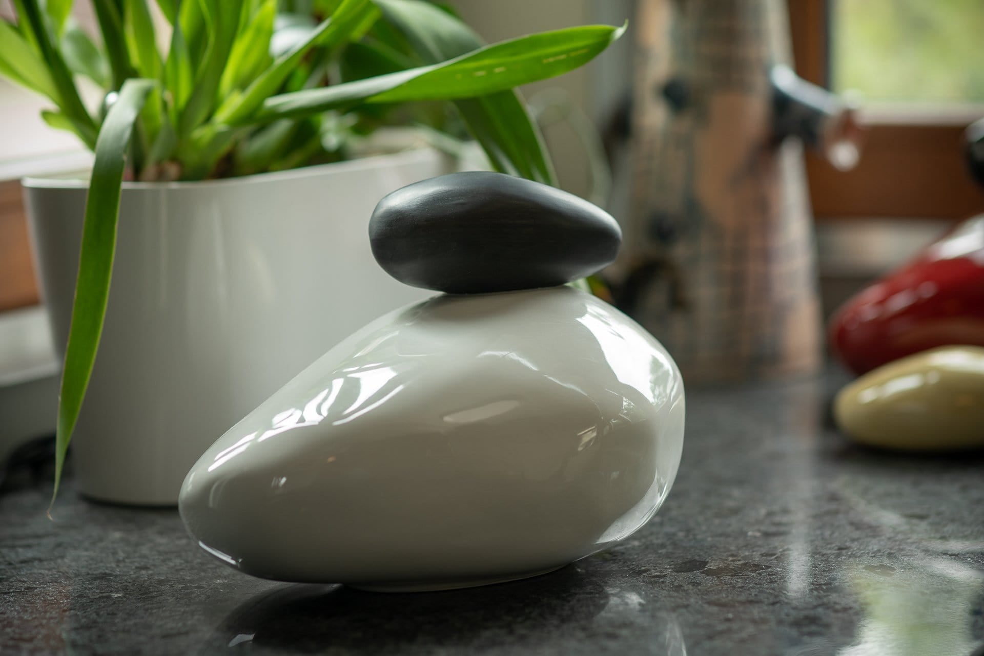 Ceramic Art Urn for Ashes - Stone - (White colour) by Pulvis Art Urns