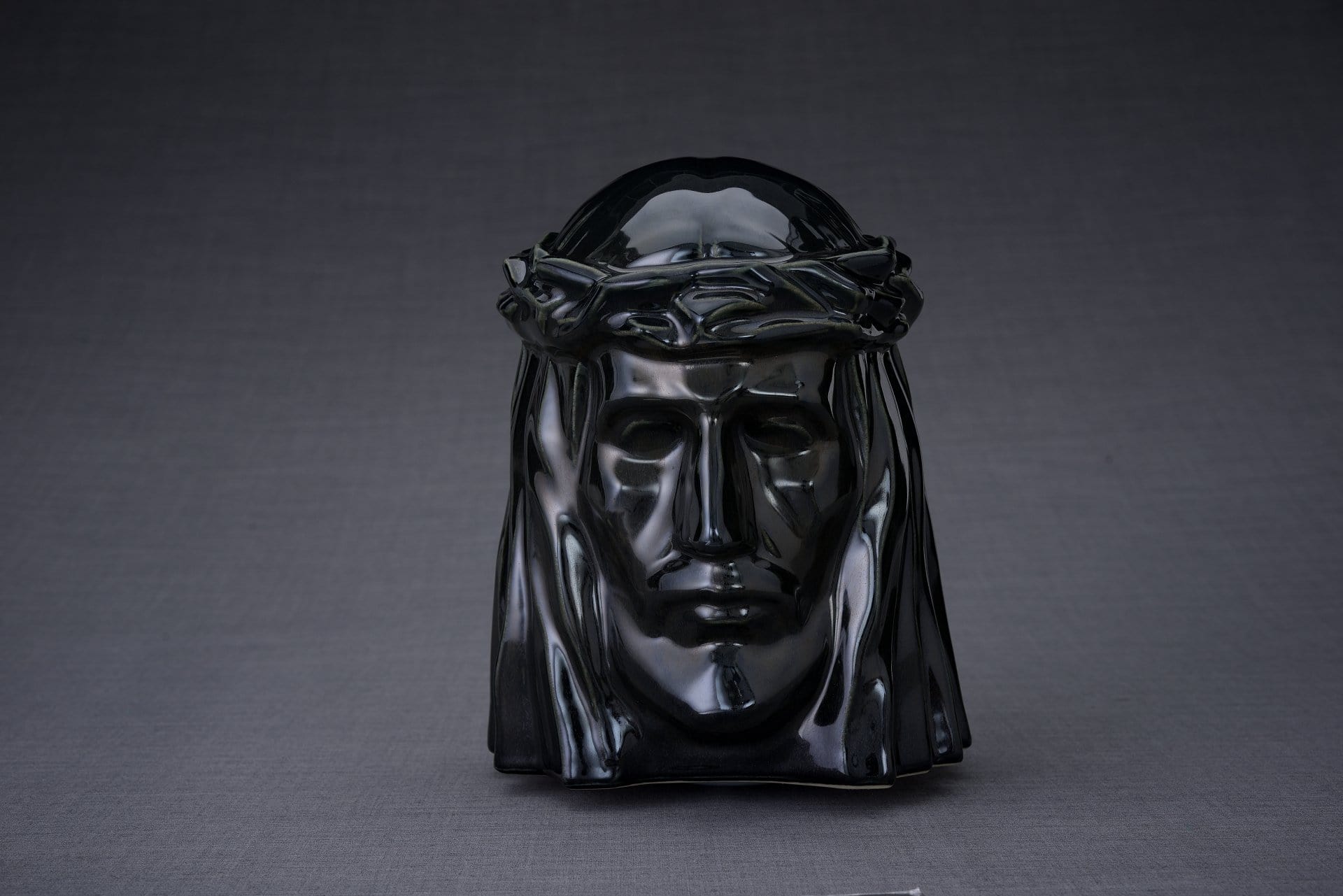 The Christ Handmade Cremation Urn for Ashes, size Large/Adult, color Black Gloss-Pulvis Art Urns