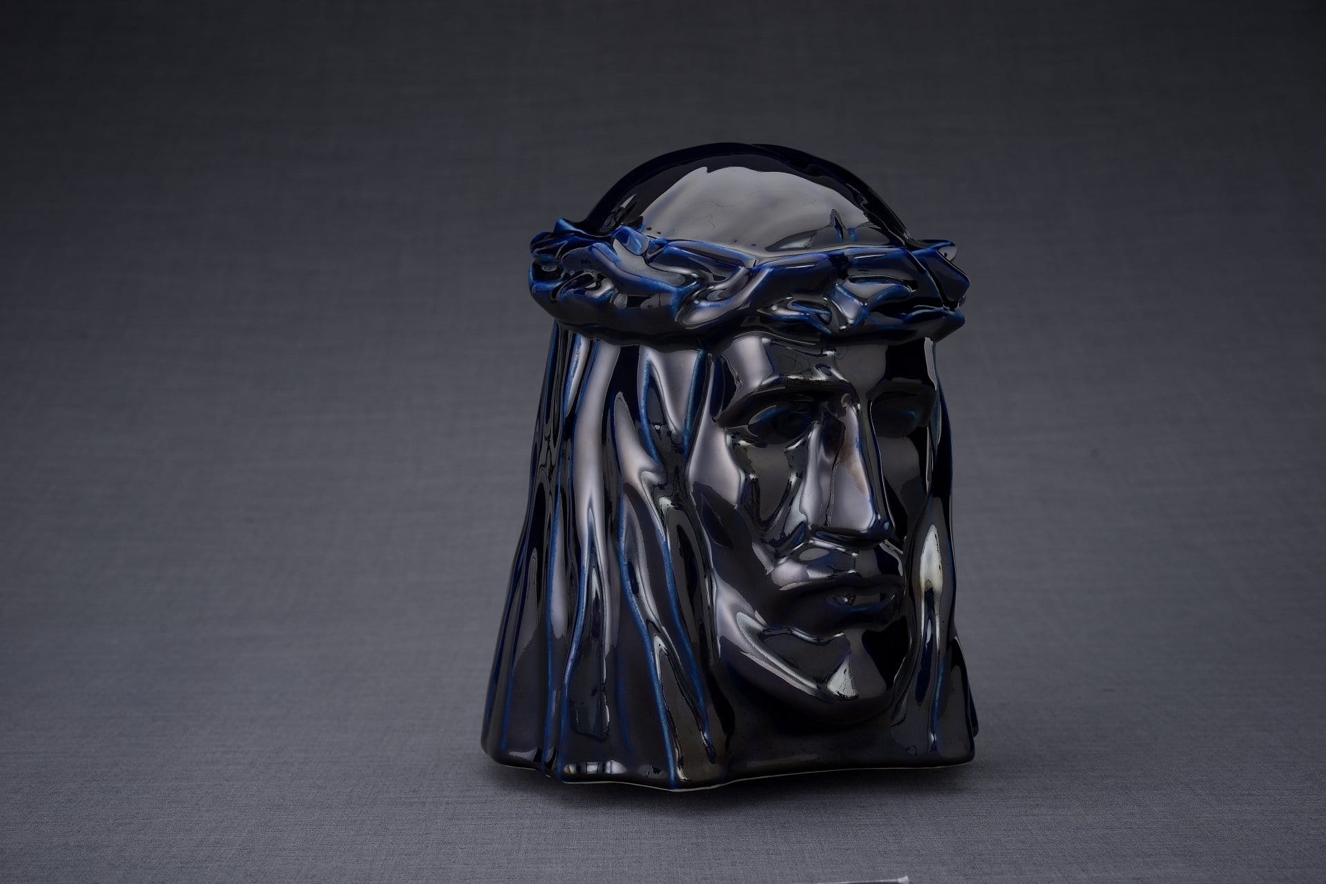 The Christ Handmade Cremation Urn for Ashes, size Large/Adult, color Cobalt Metallic-Pulvis Art Urns