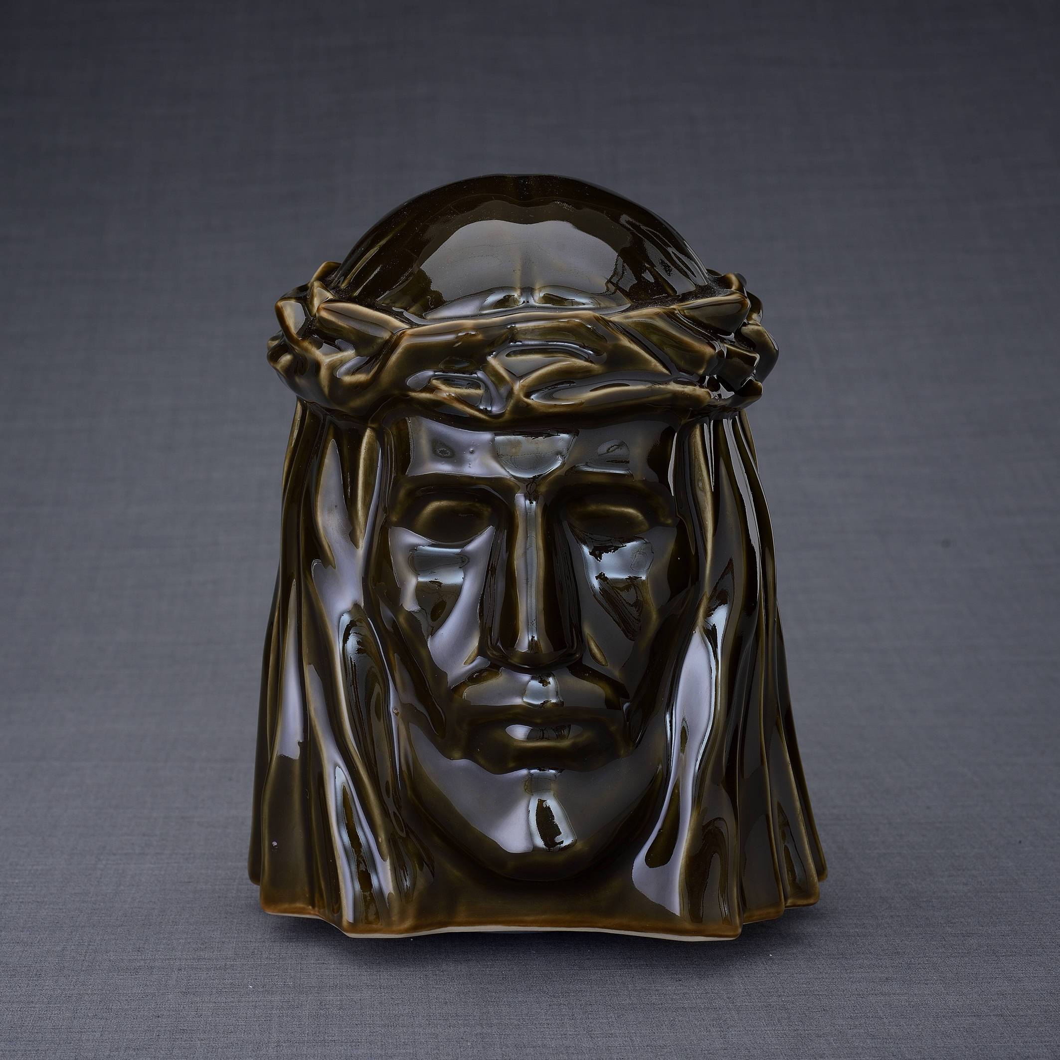 The Christ Handmade Cremation Urn for Ashes, size Large/Adult, color Oily Green-PulvisArtUrns-Pulvis Art Urns