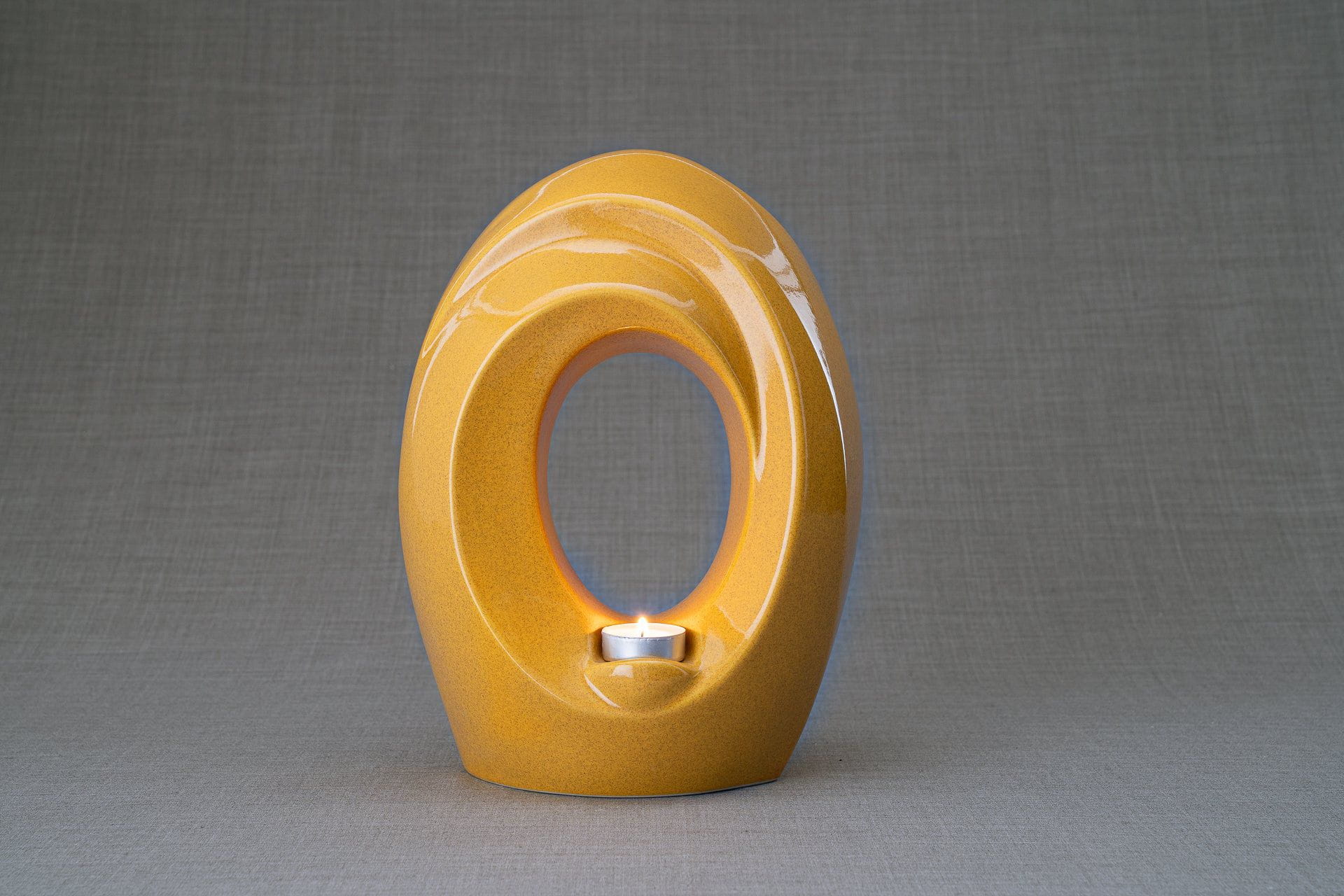 Pulvis Art Urns Adult Size Urn Handmade Cremation Urn for Ashes "The Passage" - Large | Amber Yellow | Ceramic