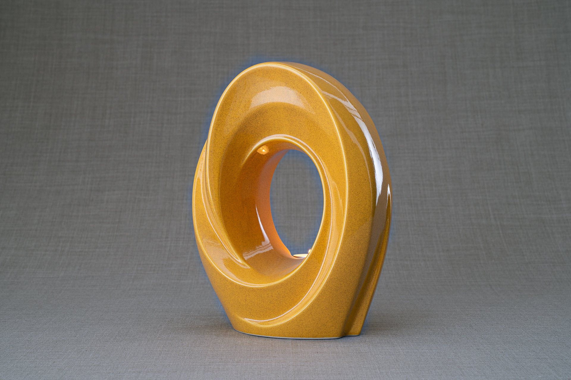 Pulvis Art Urns Adult Size Urn Handmade Cremation Urn for Ashes "The Passage" - Large | Amber Yellow | Ceramic