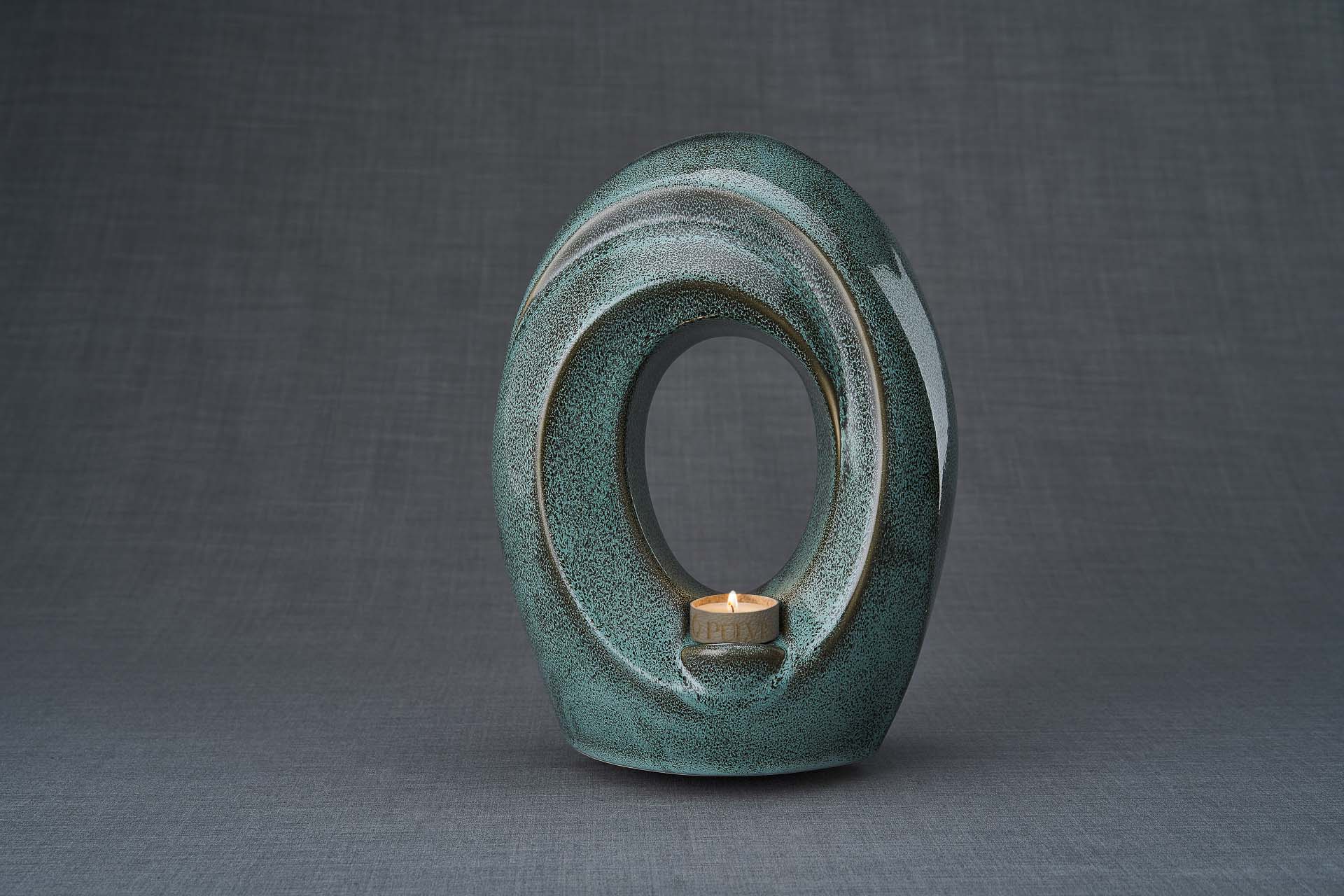 Pulvis Art Urns Adult Size Urn Handmade Cremation Urn for Ashes "The Passage" - Large | Oily Green Melange