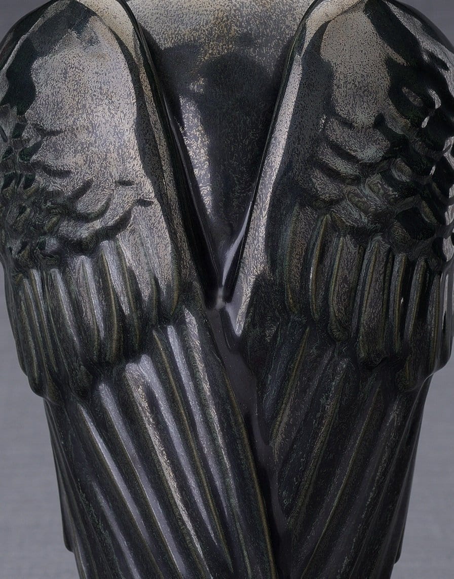 Wings Handmade Cremation Urn for Ashes, size Large/Adult, color Black Melange-PulvisArtUrns-Pulvis Art Urns