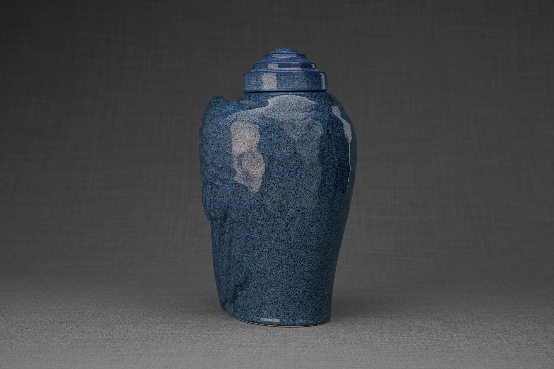 Pulvis Art Urns Adult Size Urn Handmade Cremation Urn for Ashes "Wings" - Large | Blue Melange | Ceramic