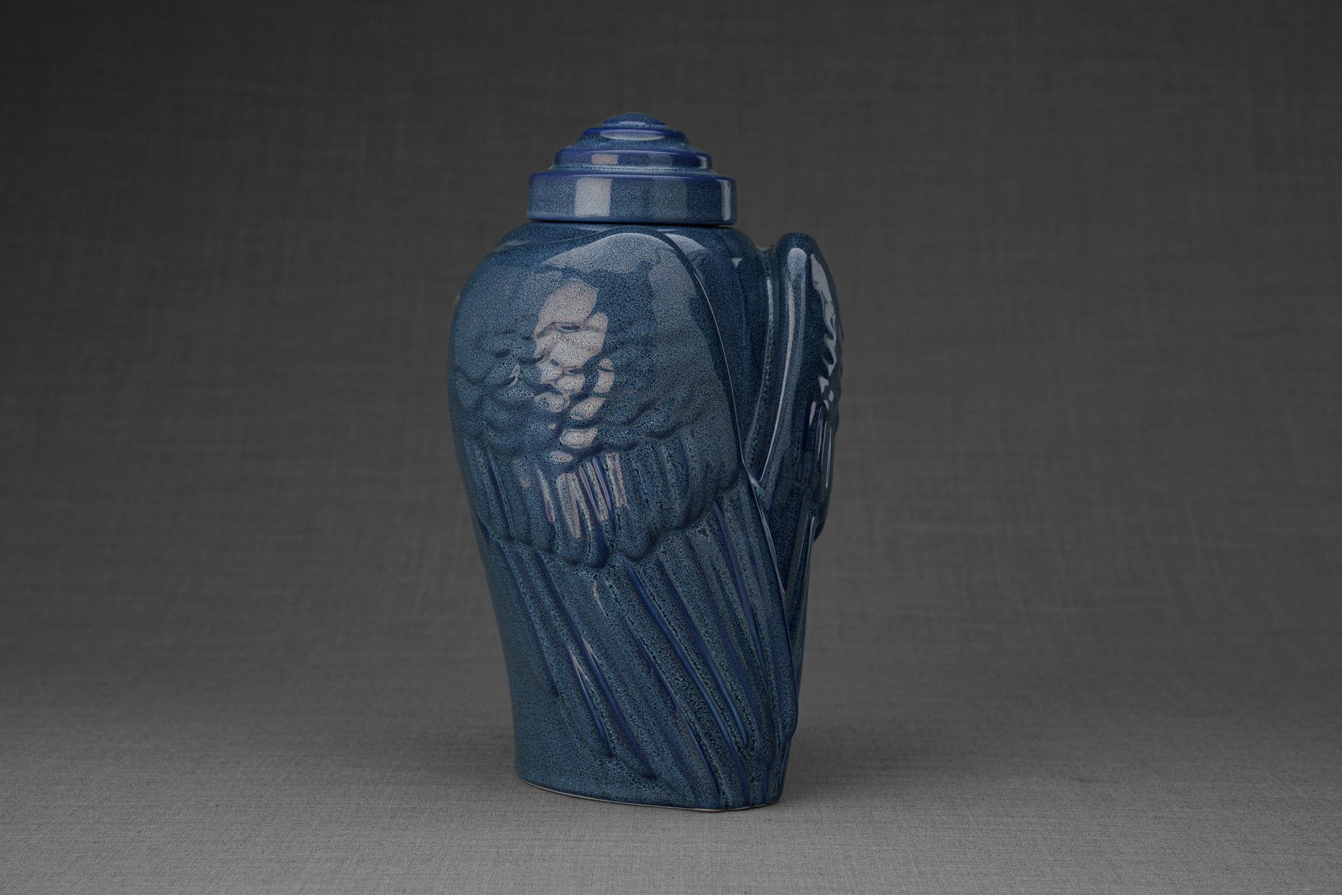 Pulvis Art Urns Adult Size Urn Handmade Cremation Urn for Ashes "Wings" - Large | Blue Melange | Ceramic
