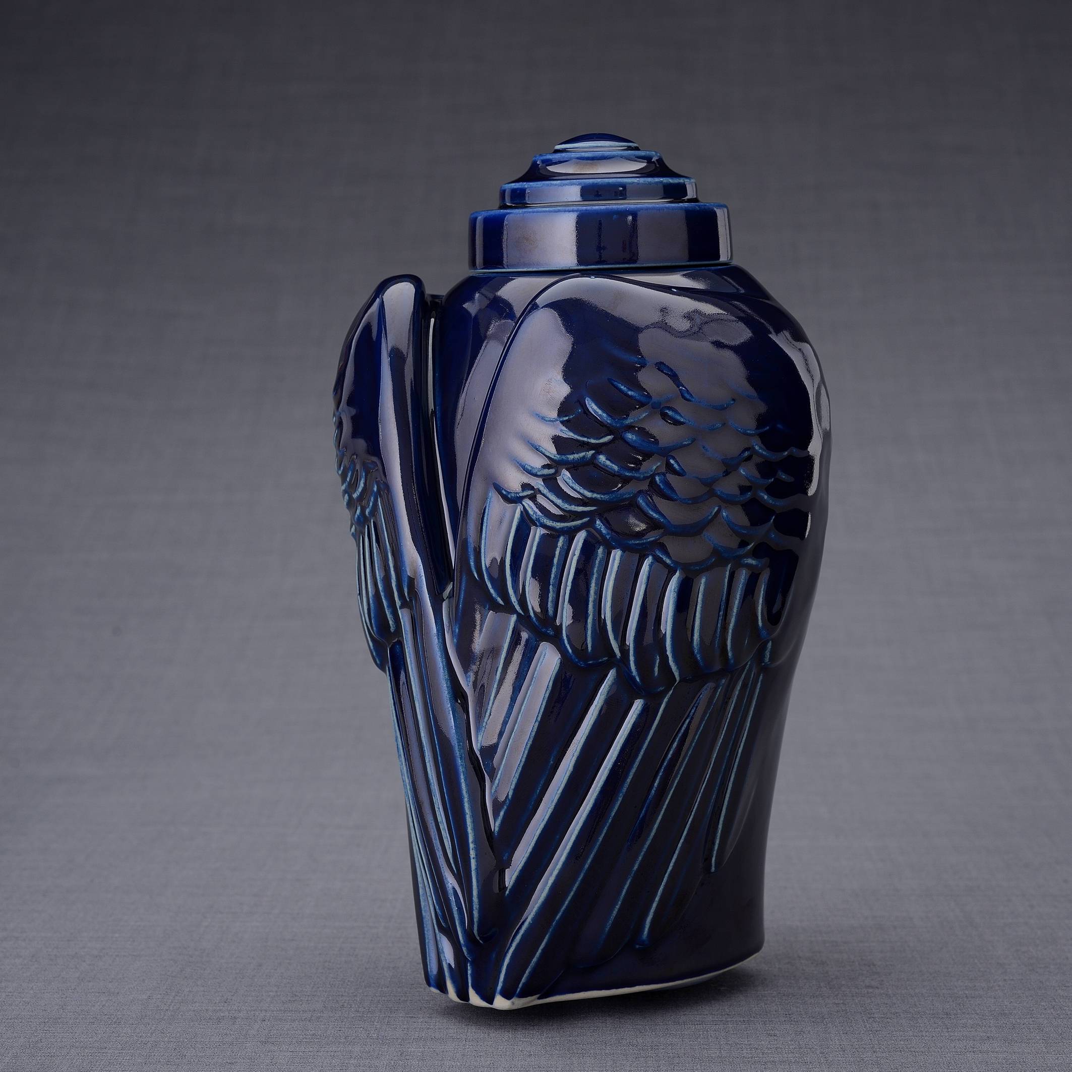 Wings Handmade Cremation Urn for Ashes, size Large/Adult, color Cobalt Metallic-PulvisArtUrns-Pulvis Art Urns