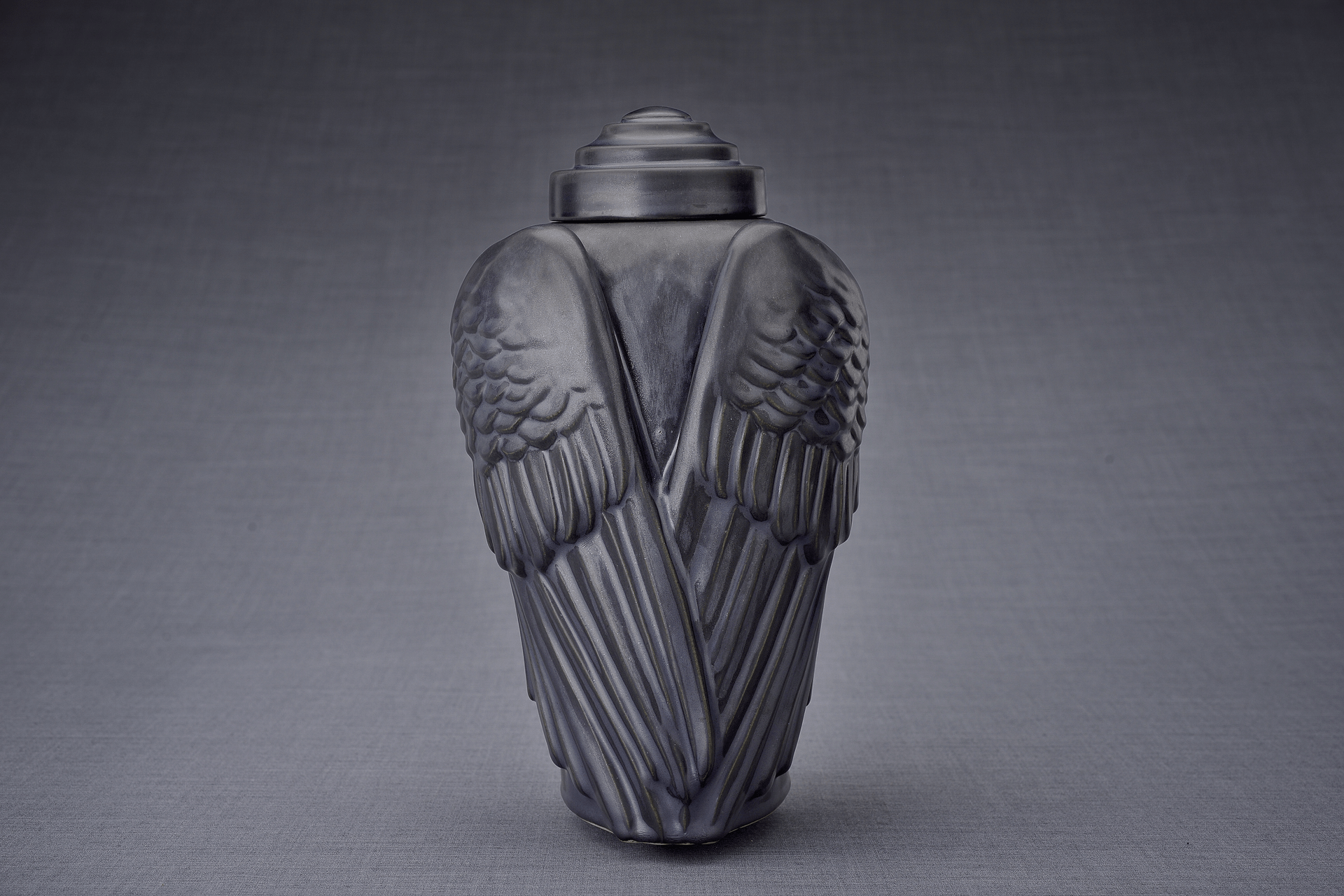 Pulvis Art Urns Adult Size Urn Handmade Cremation Urn for Ashes "Wings" - Large | Dark Matte | Ceramic