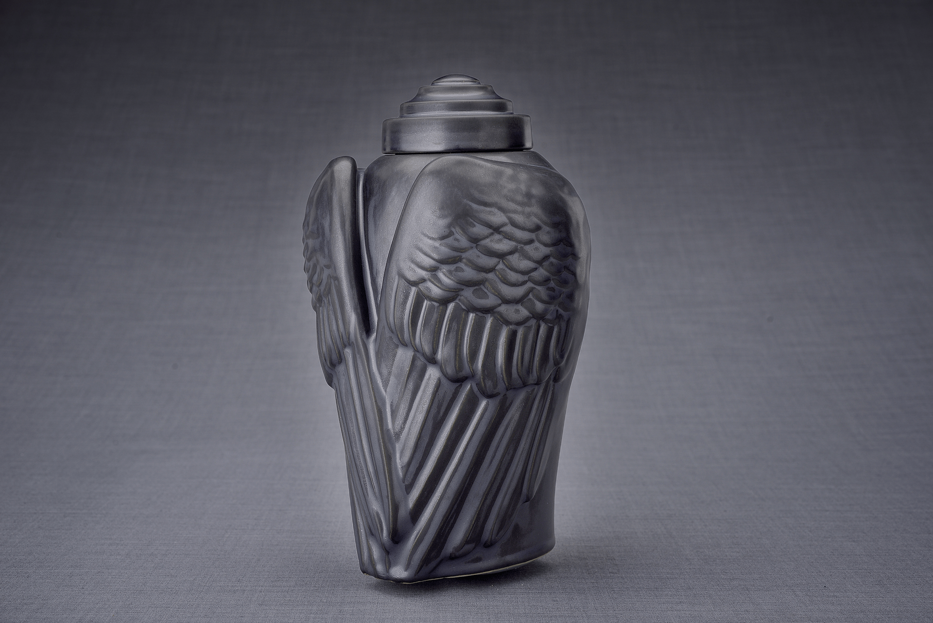 Pulvis Art Urns Adult Size Urn Handmade Cremation Urn for Ashes "Wings" - Large | Dark Matte | Ceramic