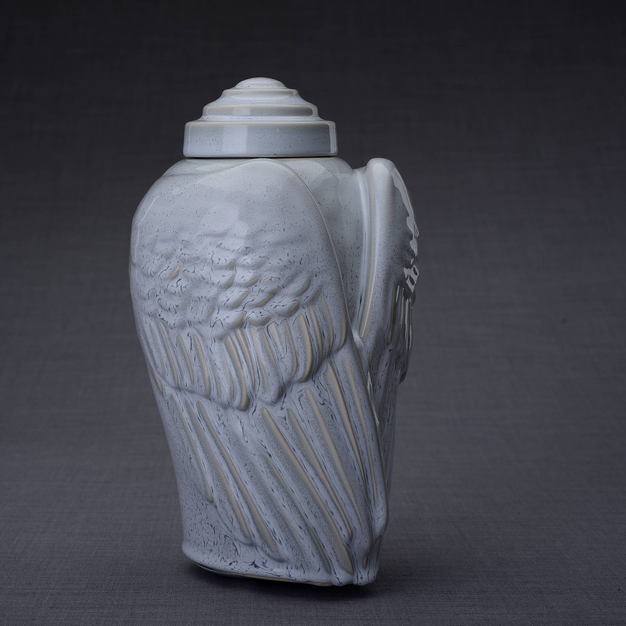 Wings Handmade Cremation Urn for Ashes, size Large/Adult, color Grey Melange-PulvisArtUrns-Pulvis Art Urns