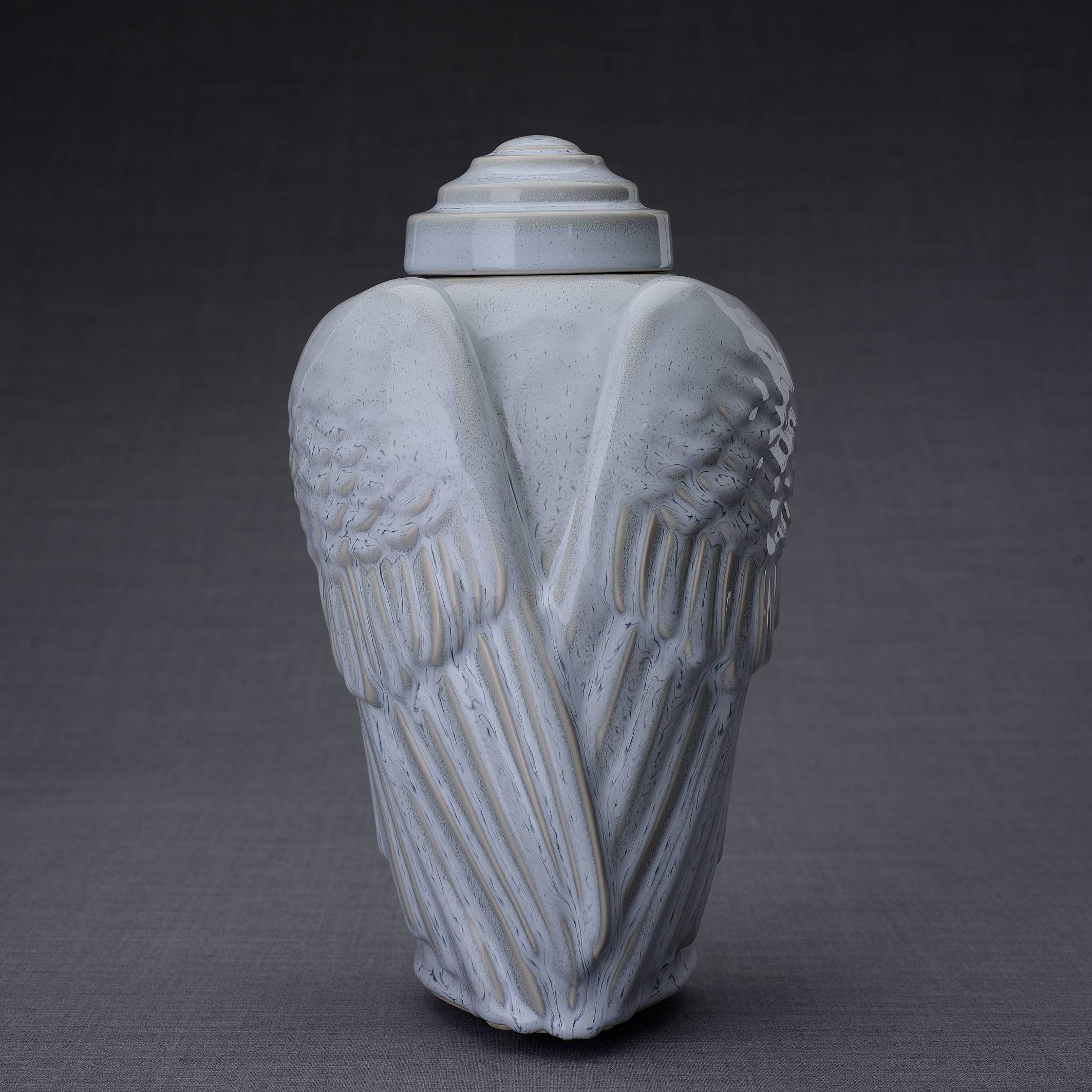 Wings Handmade Cremation Urn for Ashes, size Large/Adult, color Grey Melange-PulvisArtUrns-Pulvis Art Urns