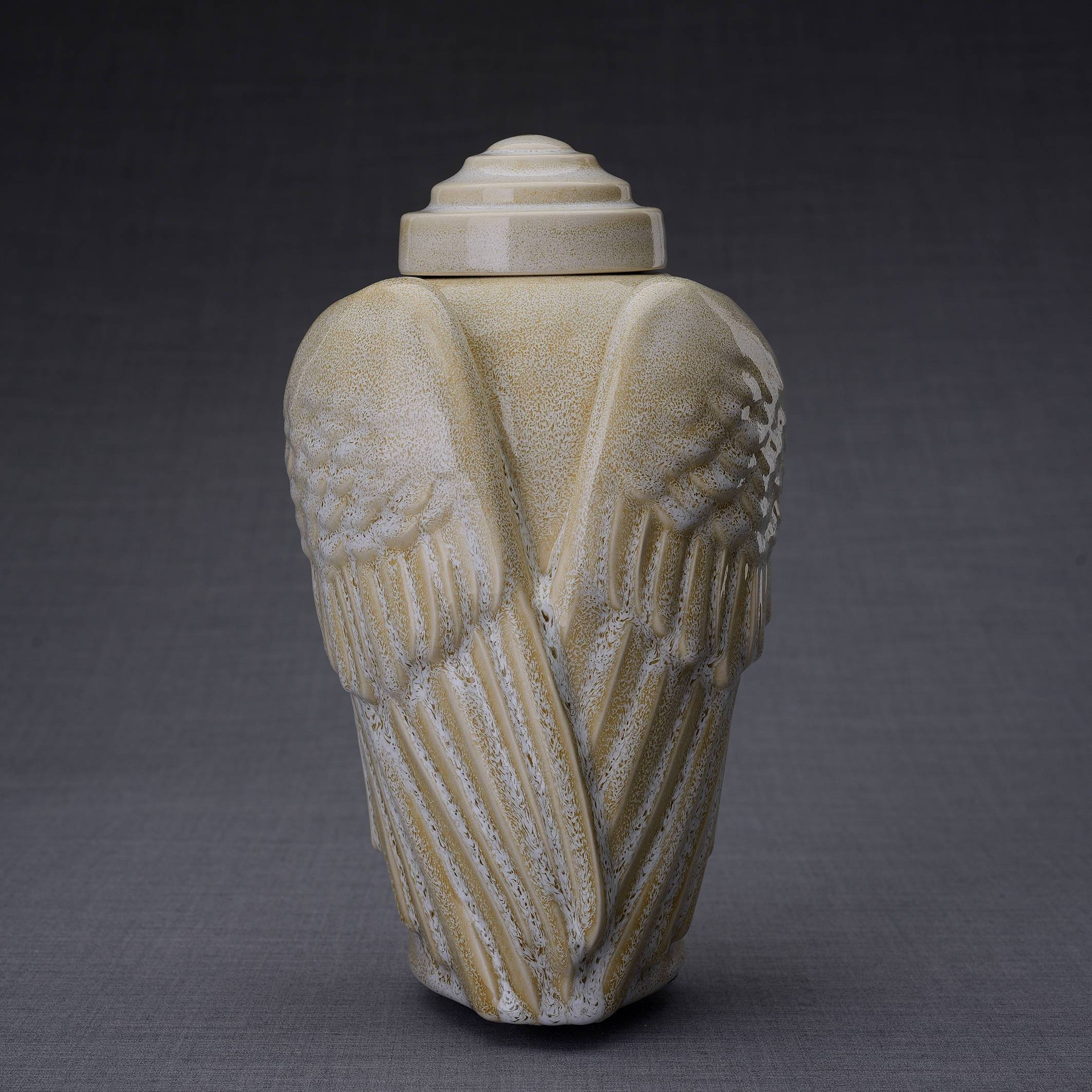 Wings Handmade Cremation Urn for Ashes, size Large/Adult, color Light Sand Melange-PulvisArtUrns-Pulvis Art Urns