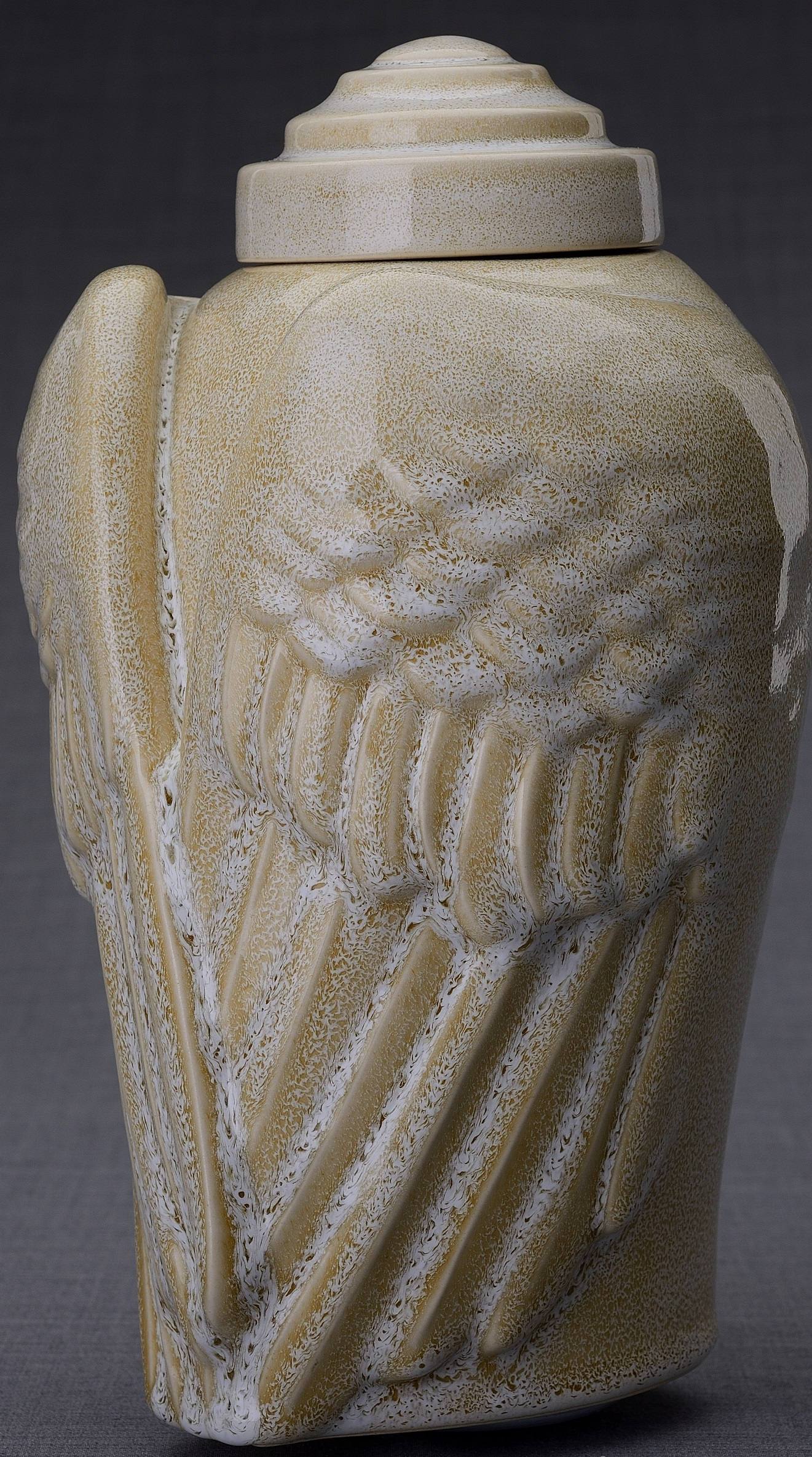 Wings Handmade Cremation Urn for Ashes, size Large/Adult, color Light Sand Melange-PulvisArtUrns-Pulvis Art Urns