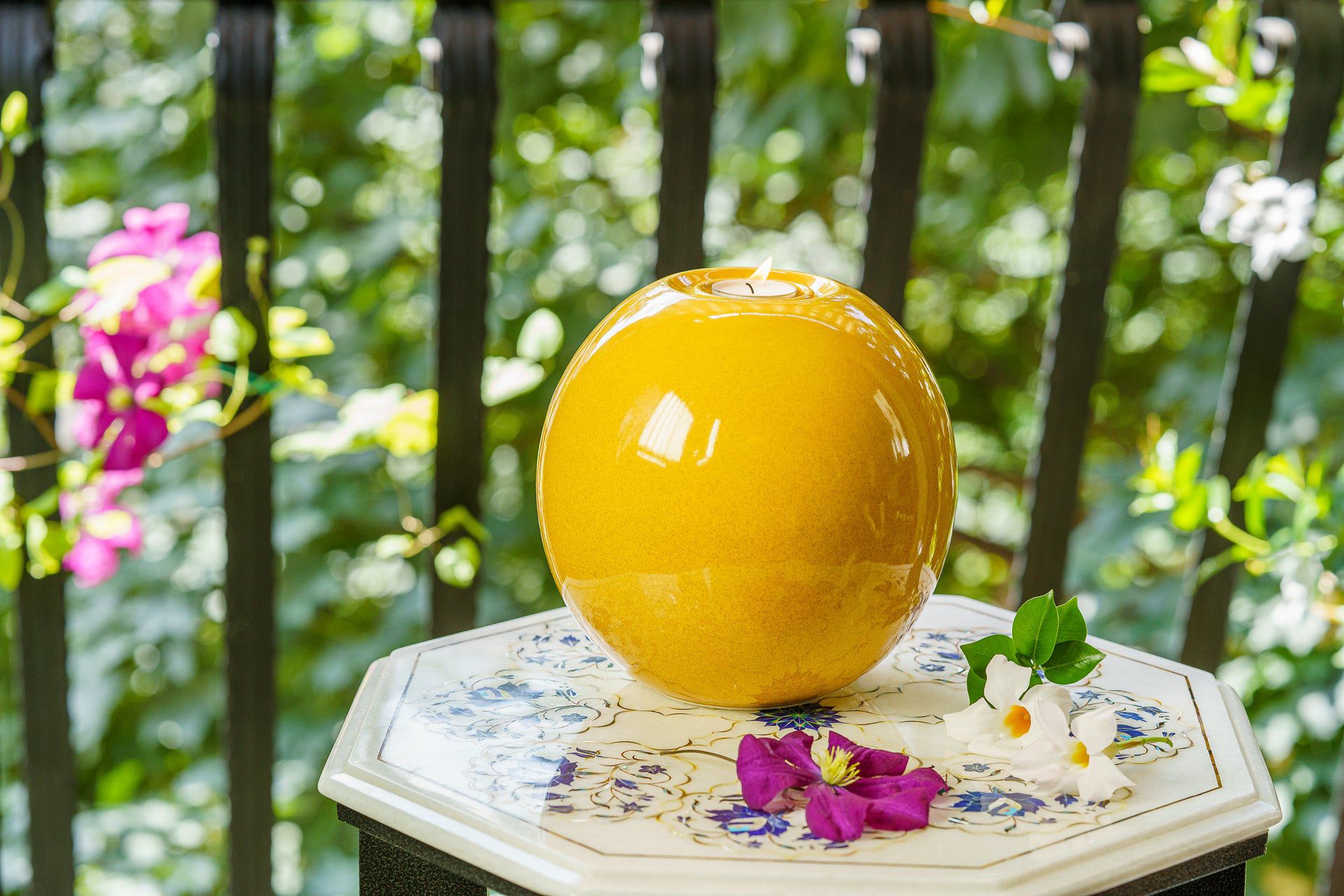 Pulvis Art Urns Adult Size Urn Handmade Cremation Urn "Harmony" - Large | Amber Yellow | Ceramic