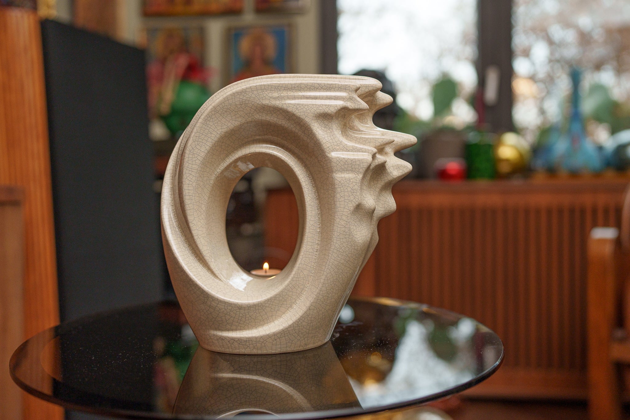 Handmade Cremation Urn "Zephyr" - Adult Ceramic Urn | Craquelure