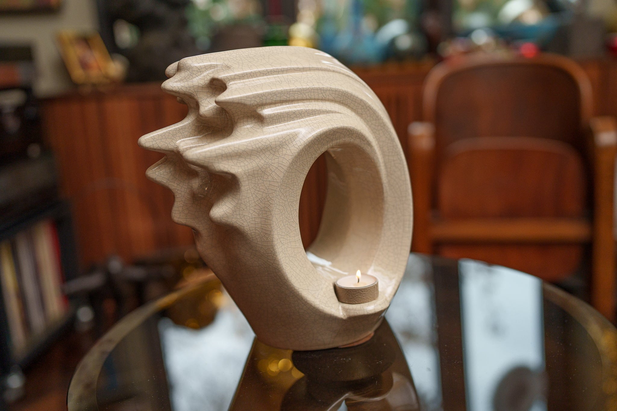 Handmade Cremation Urn "Zephyr" - Adult Ceramic Urn | Craquelure