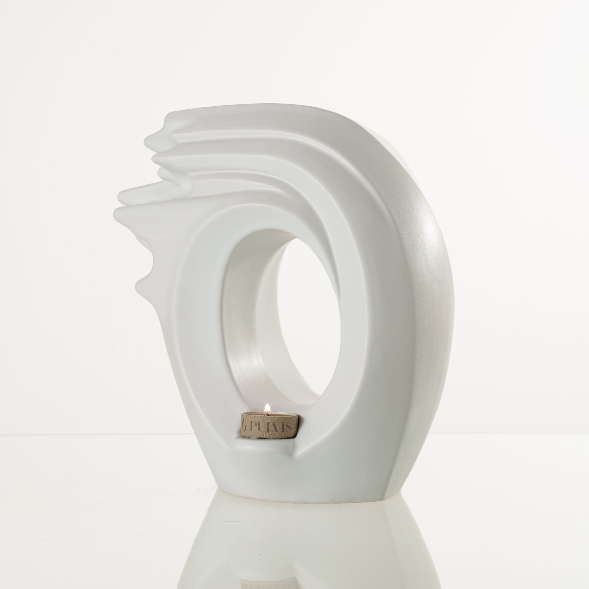 Handmade Cremation Urn "Zephyr" - Adult Ceramic Urn | White Matte