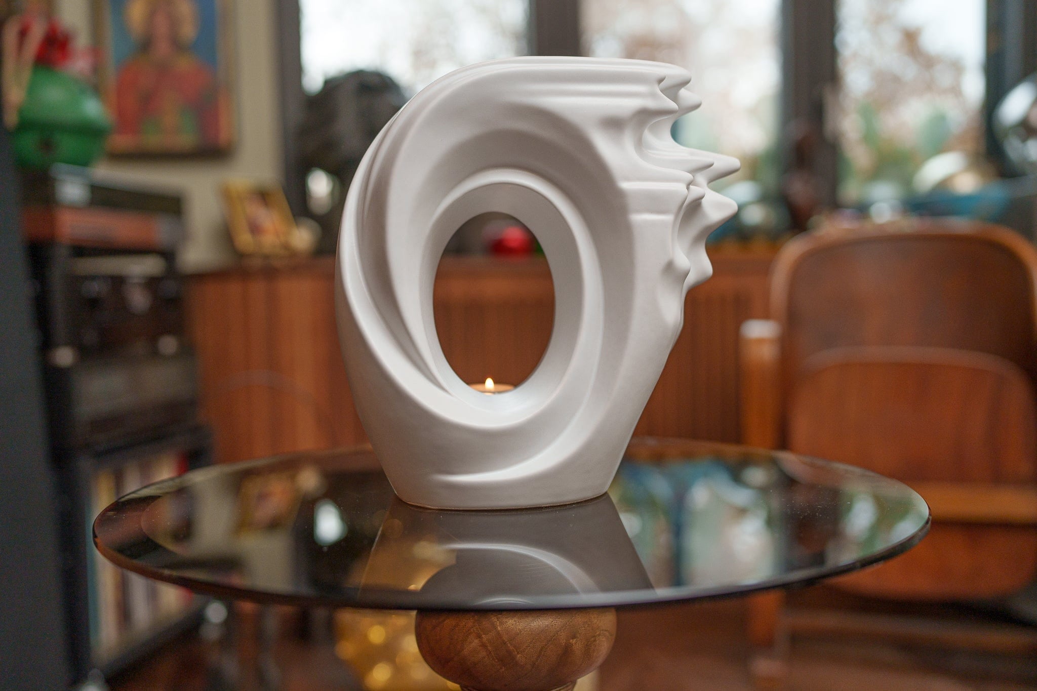 Handmade Cremation Urn "Zephyr" - Adult Ceramic Urn | White Matte