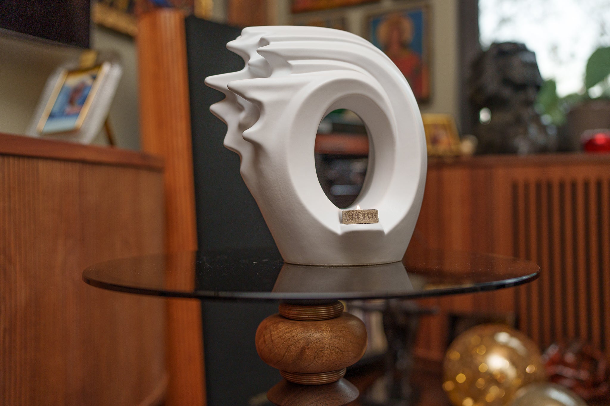 Handmade Cremation Urn "Zephyr" - Adult Ceramic Urn | White Matte