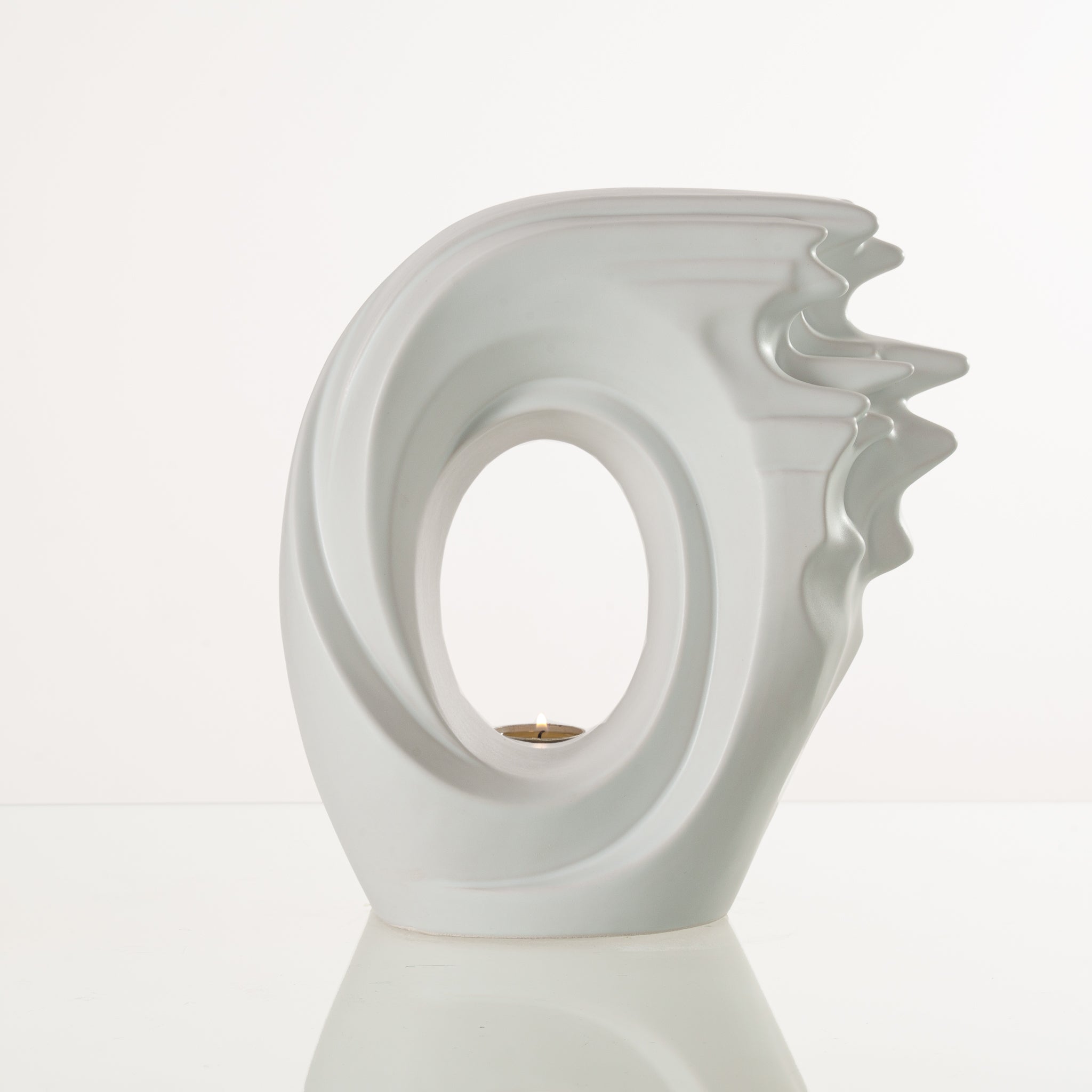 Handmade Cremation Urn "Zephyr" - Adult Ceramic Urn | White Matte