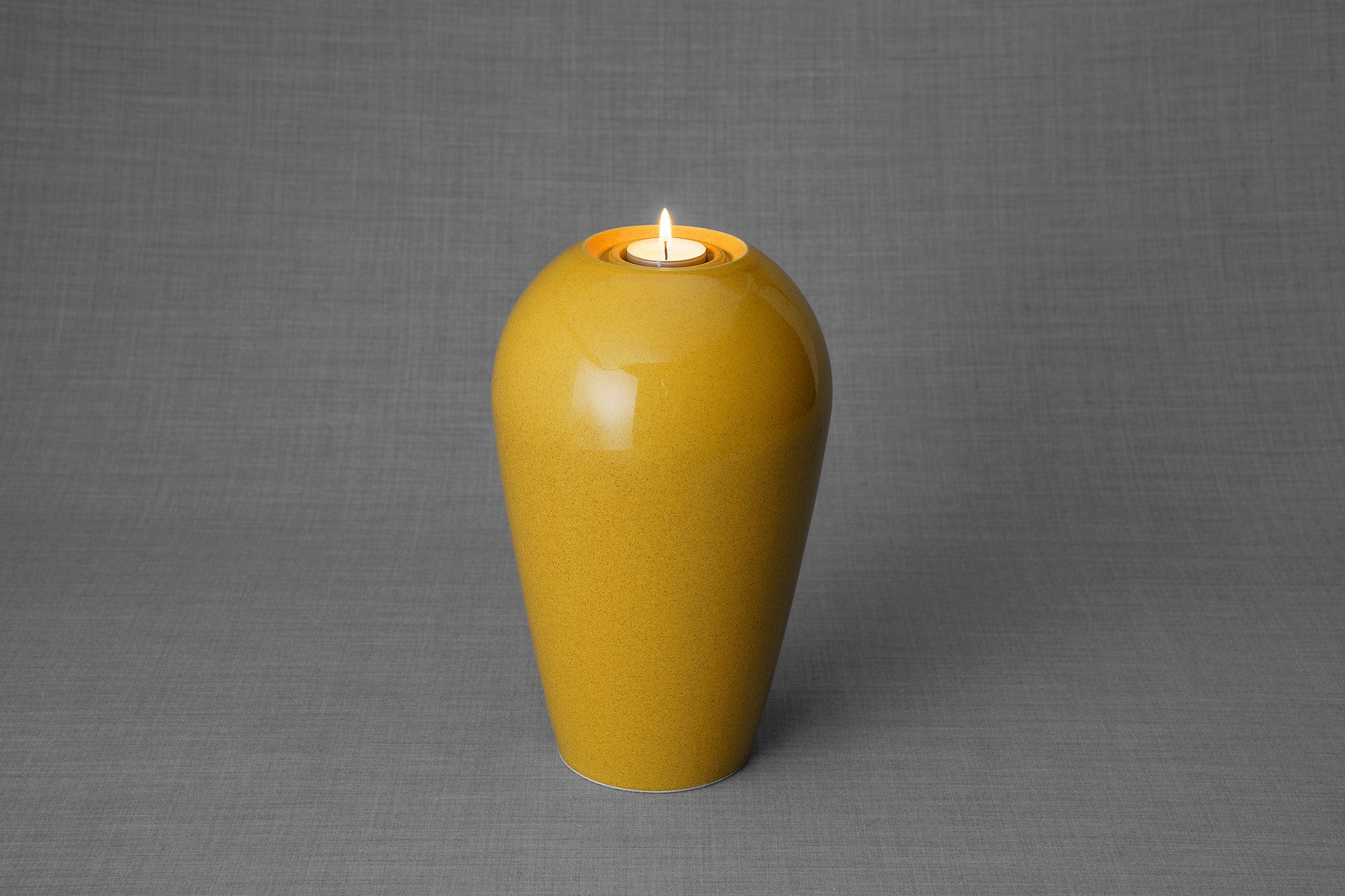 Pulvis Art Urns Adult Size Urn Memorial Cremation Urn "Serenity" - Large | Amber Yellow | Ceramic