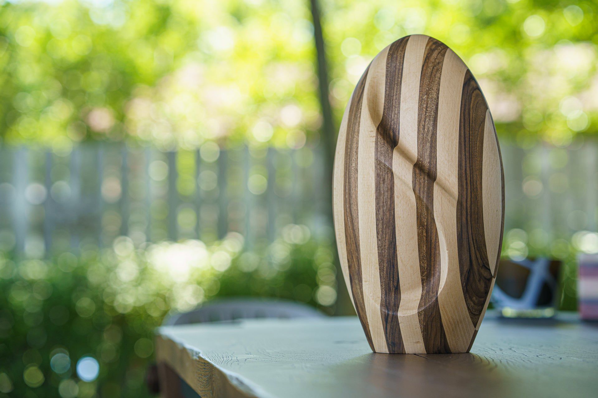 Pulvis Art Urns Adult Size Urn Striped Wooden Urn for Ashes "Eternity" - Genuine Walnut & Beech