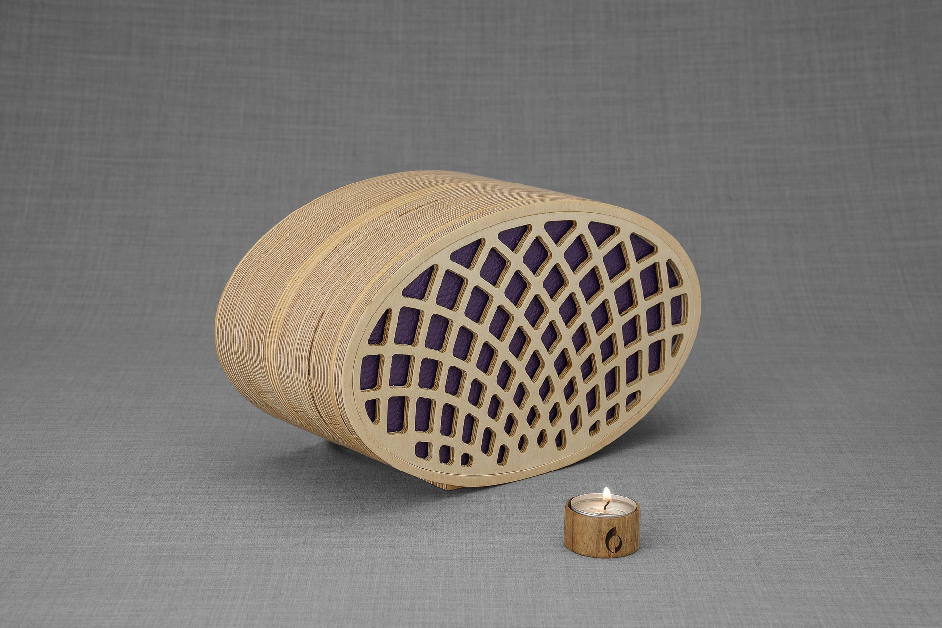 Pulvis Art Urns Adult Size Urn Large Wooden Cremation Urn "Remembrance" - Handmade - Purple Leather