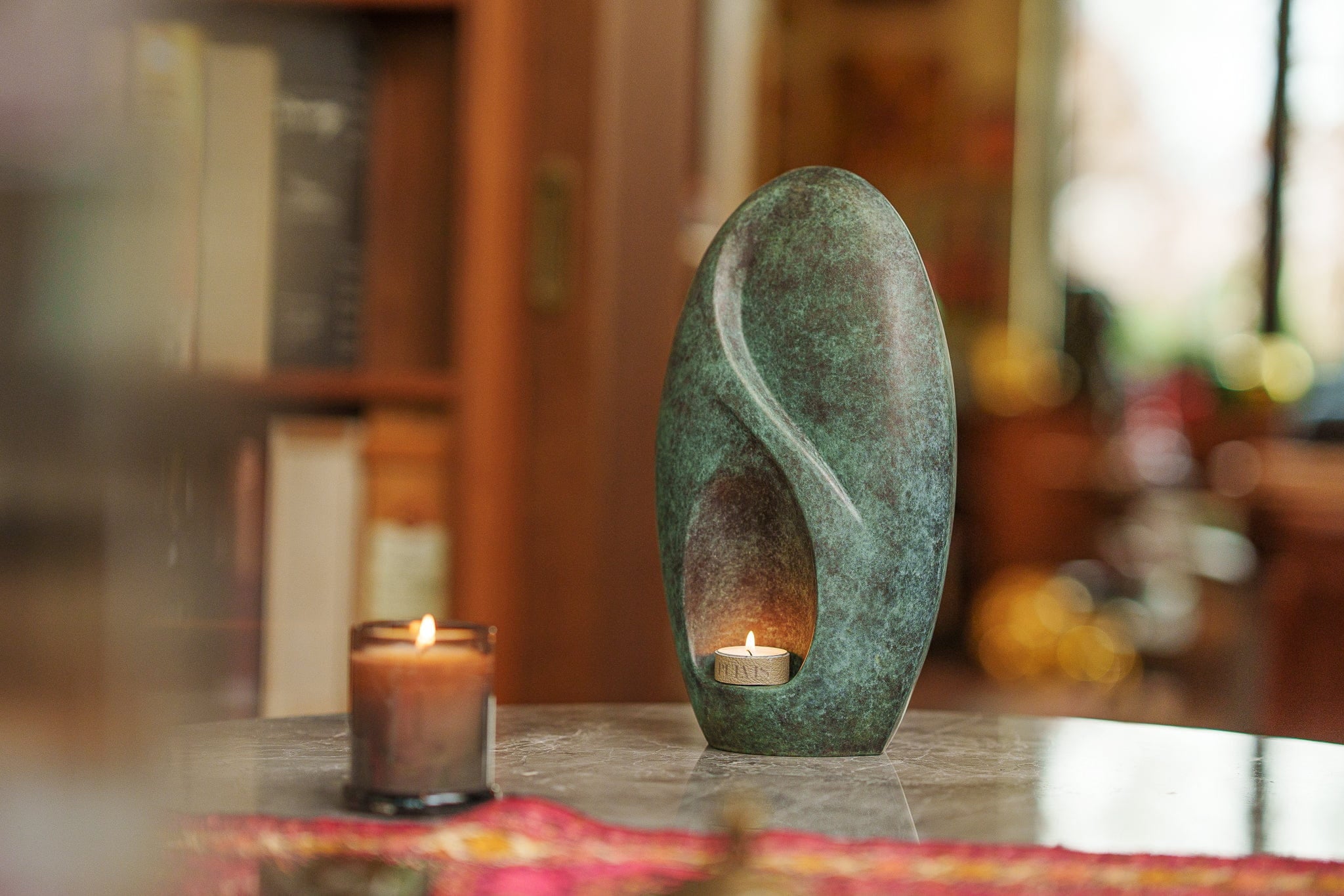 Pulvis Art Urns Exclusive Urn Cast Bronze Cremation Urn "Eternity" - Green Patina | Exclusive Bronze Urn