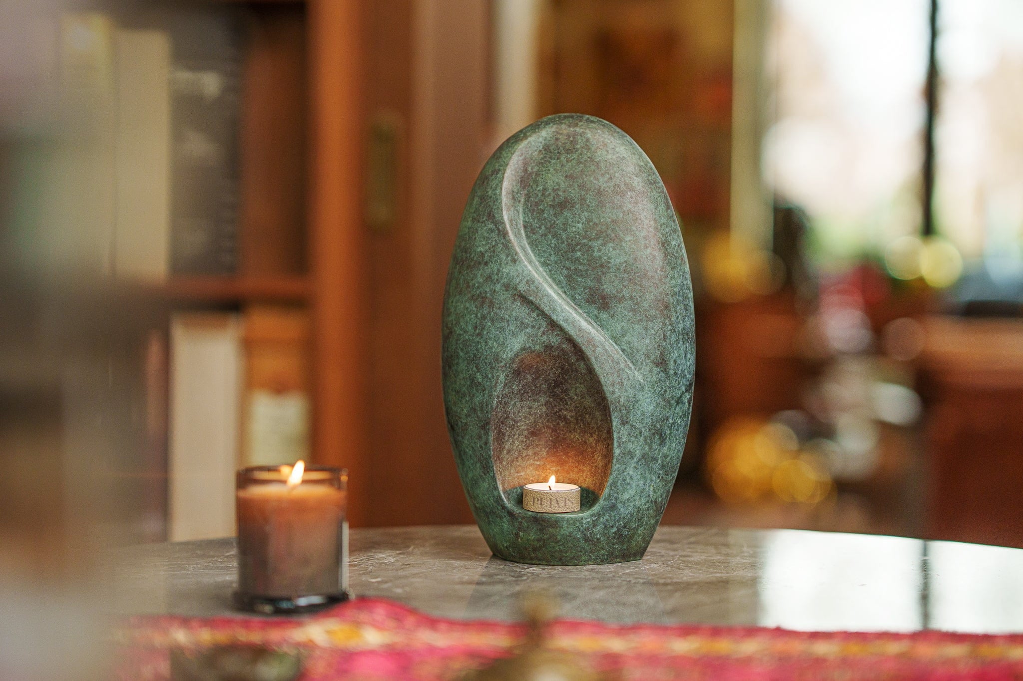 Pulvis Art Urns Exclusive Urn Cast Bronze Cremation Urn "Eternity" - Green Patina | Exclusive Bronze Urn