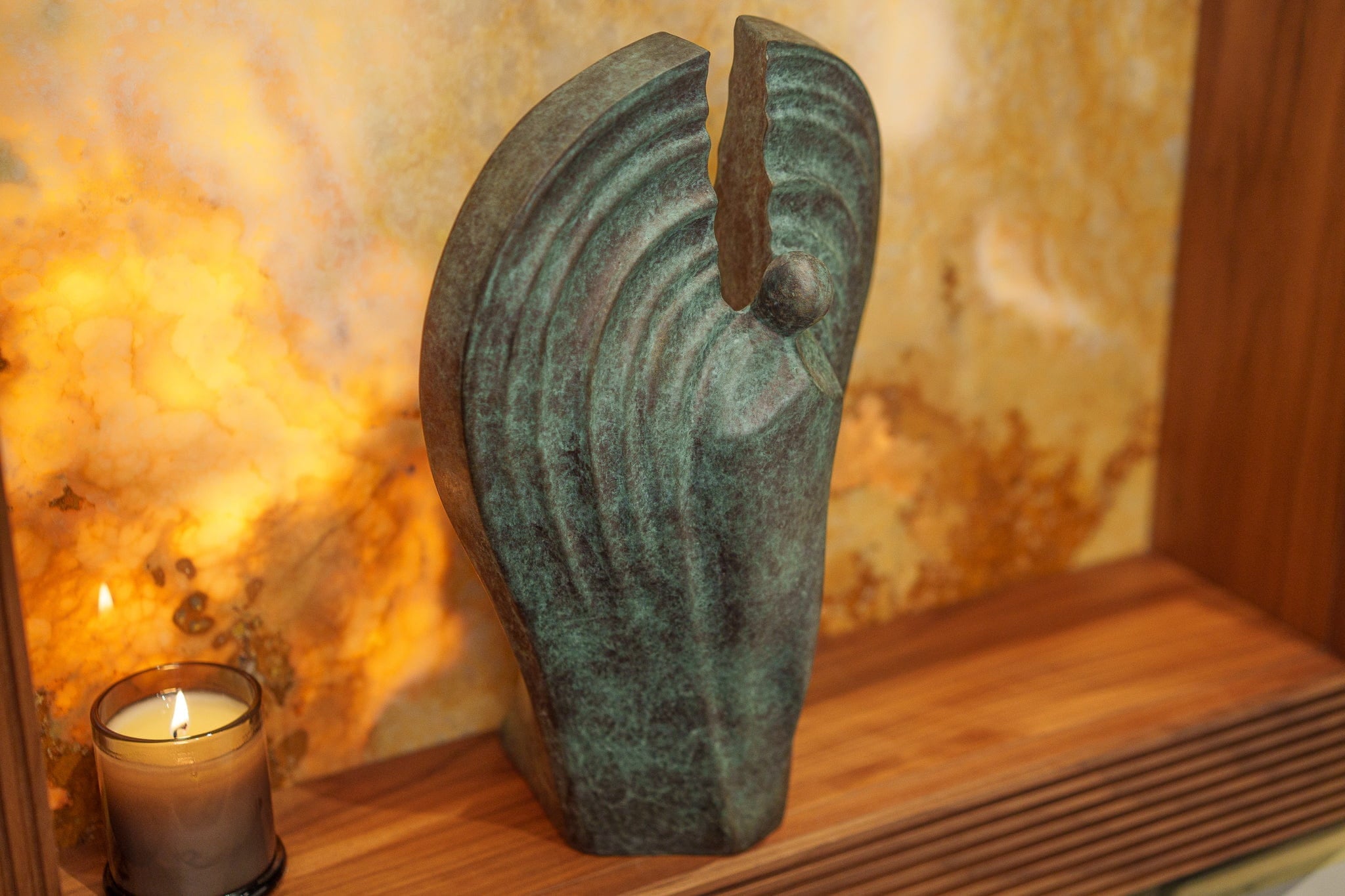 Pulvis Art Urns Exclusive Urn Cast Bronze Cremation Urn "Guardian" - Green Patina | Exclusive Bronze Urn