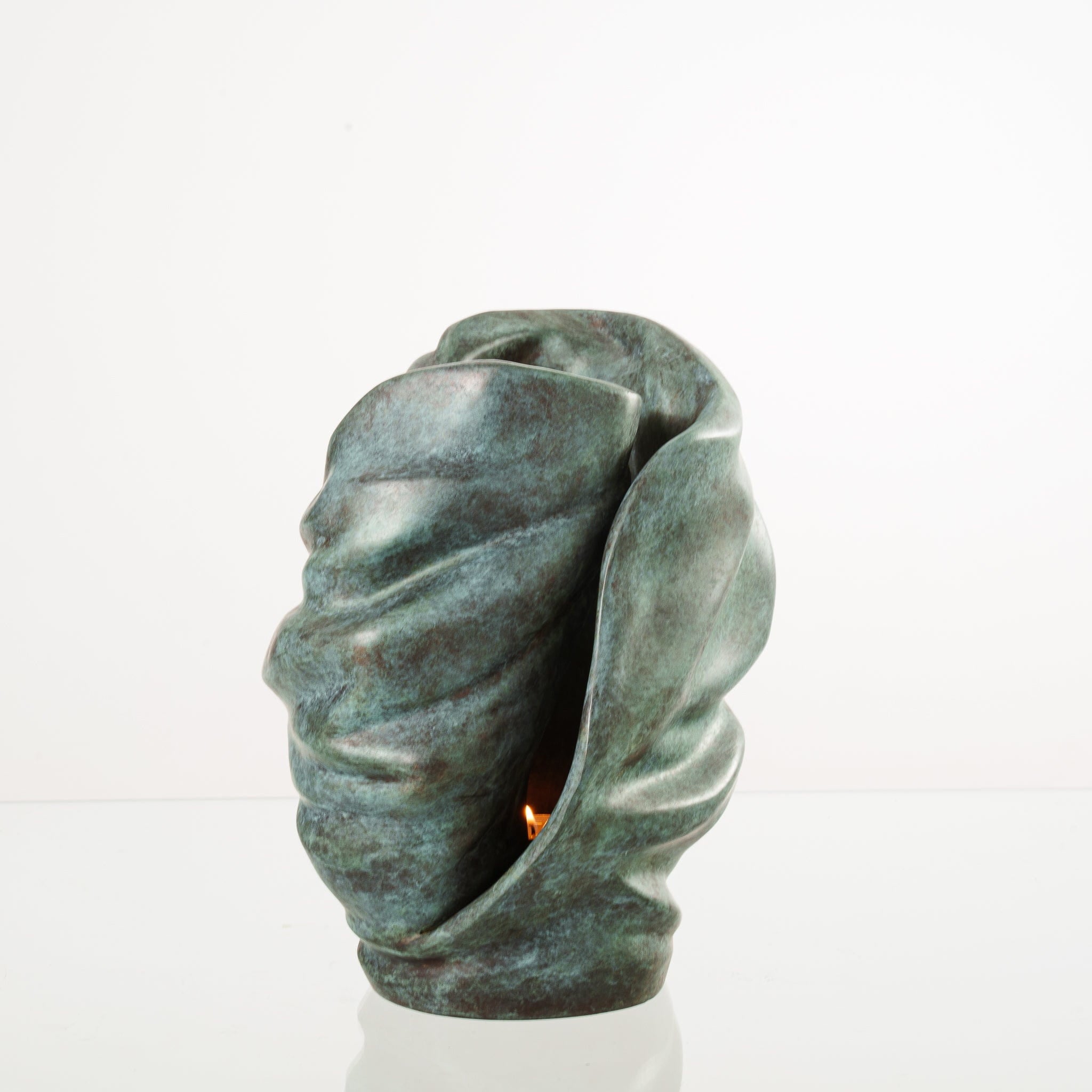 Cast Bronze Cremation Urn "Light" - Green Patina | Exclusive Bronze Urn