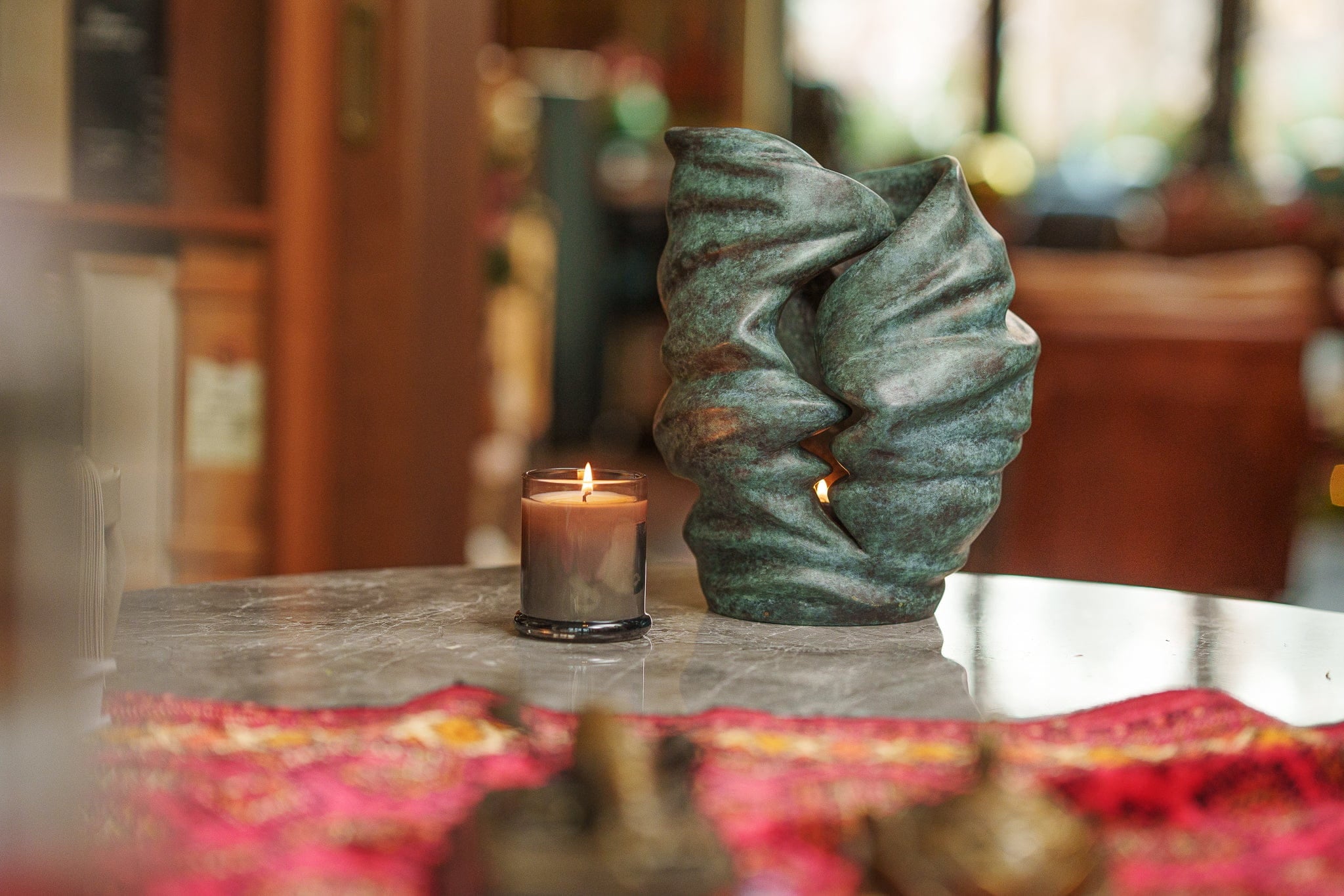 Cast Bronze Cremation Urn "Light" - Green Patina | Exclusive Bronze Urn