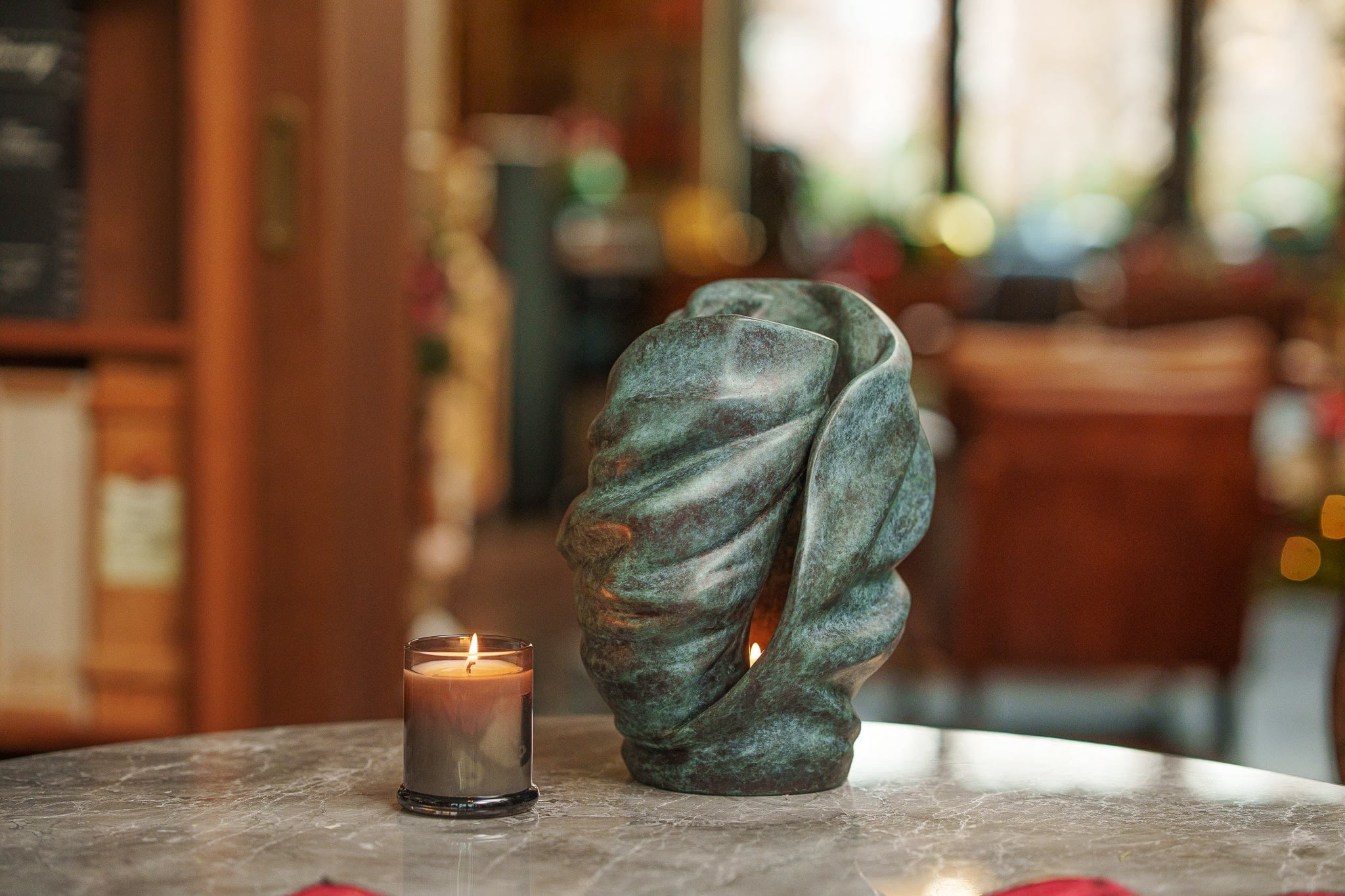 Cast Bronze Cremation Urn "Light" - Green Patina | Exclusive Bronze Urn