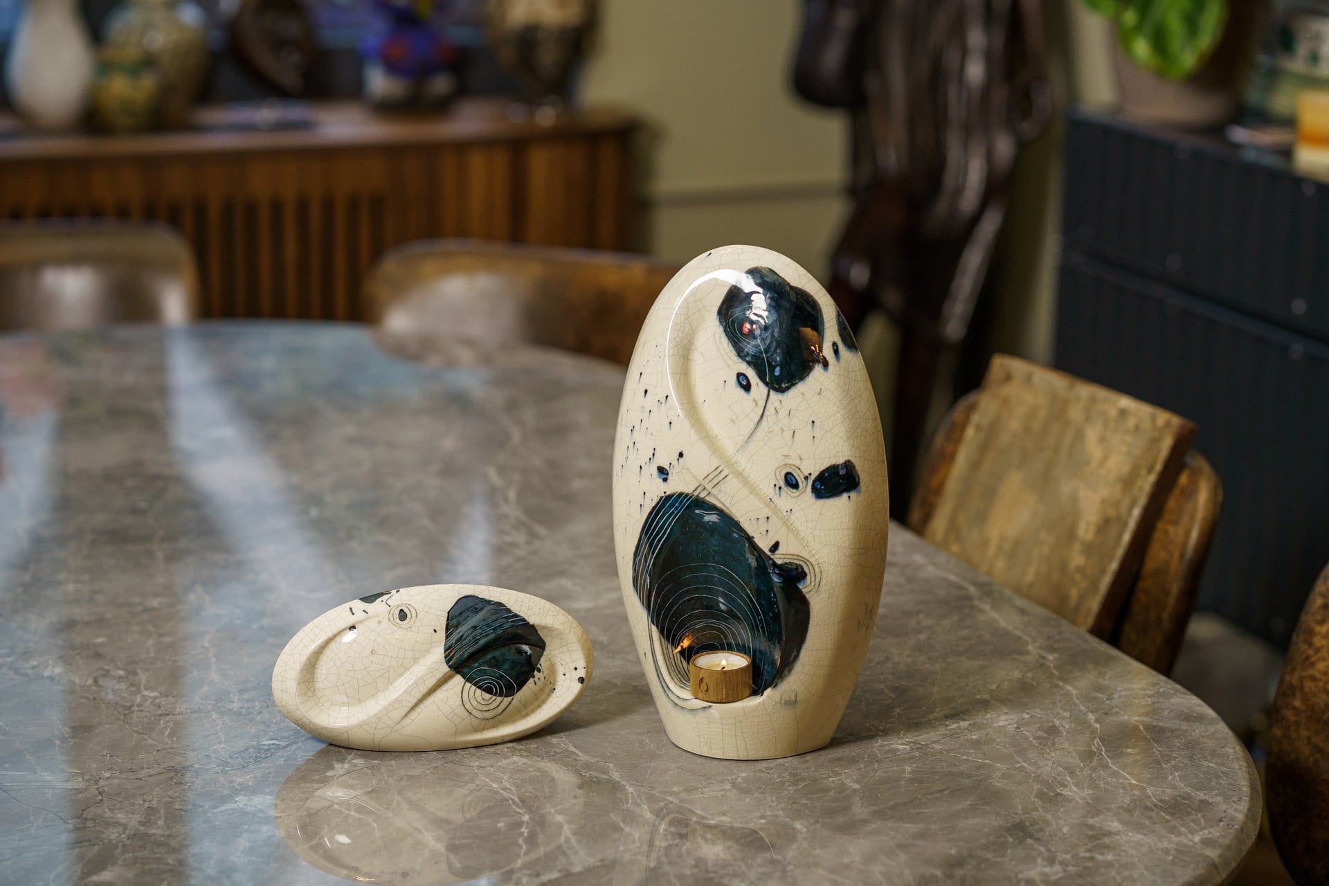 Pulvis Art Urns Exclusive Urn Hand Decorated Eternity Keepsake "Galaxy" - Ceramic Keepsake Urn