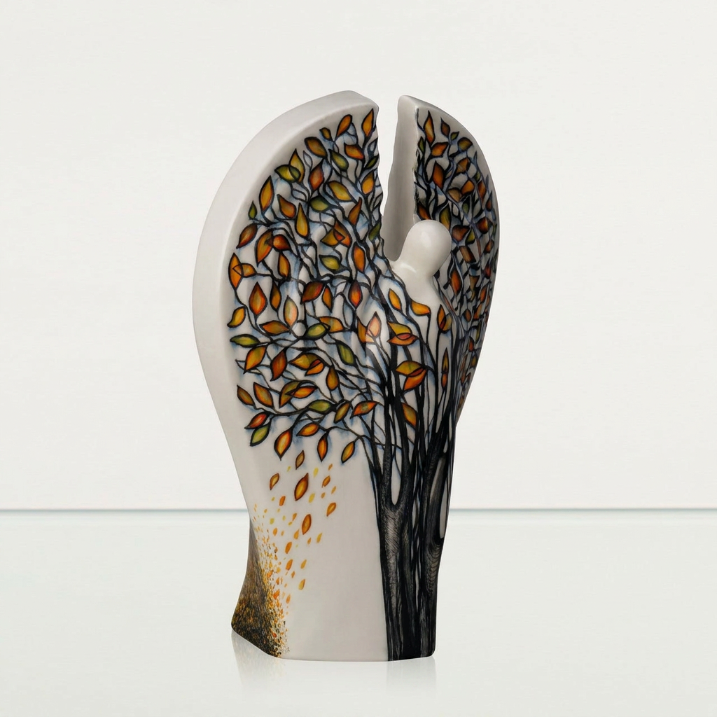 Pulvis Art Urns Exclusive Urn Hand Decorated Urn for Ashes "Guardian - Autumn" - Large | Ceramic