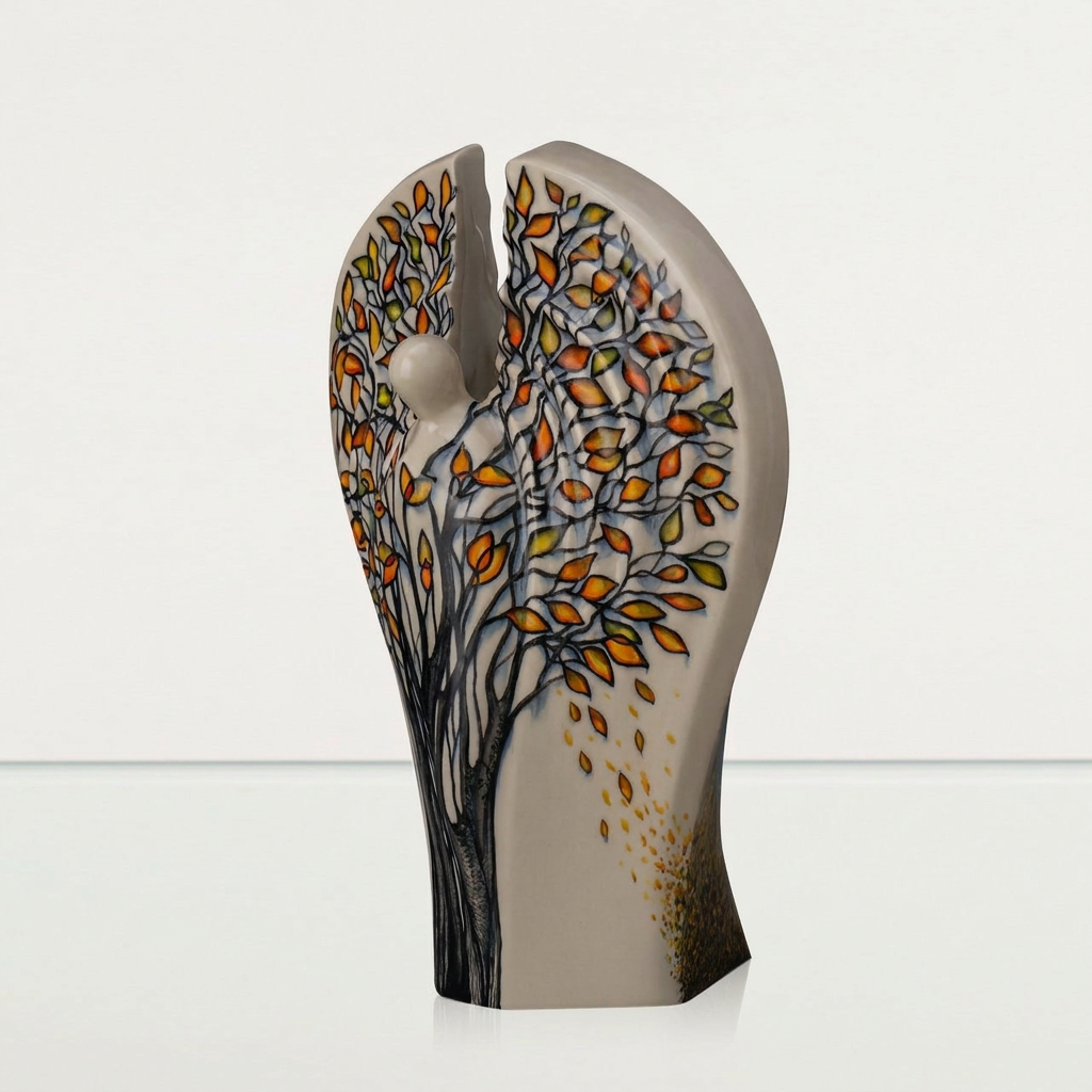 Pulvis Art Urns Exclusive Urn Hand Decorated Urn for Ashes "Guardian - Autumn" - Large | Ceramic