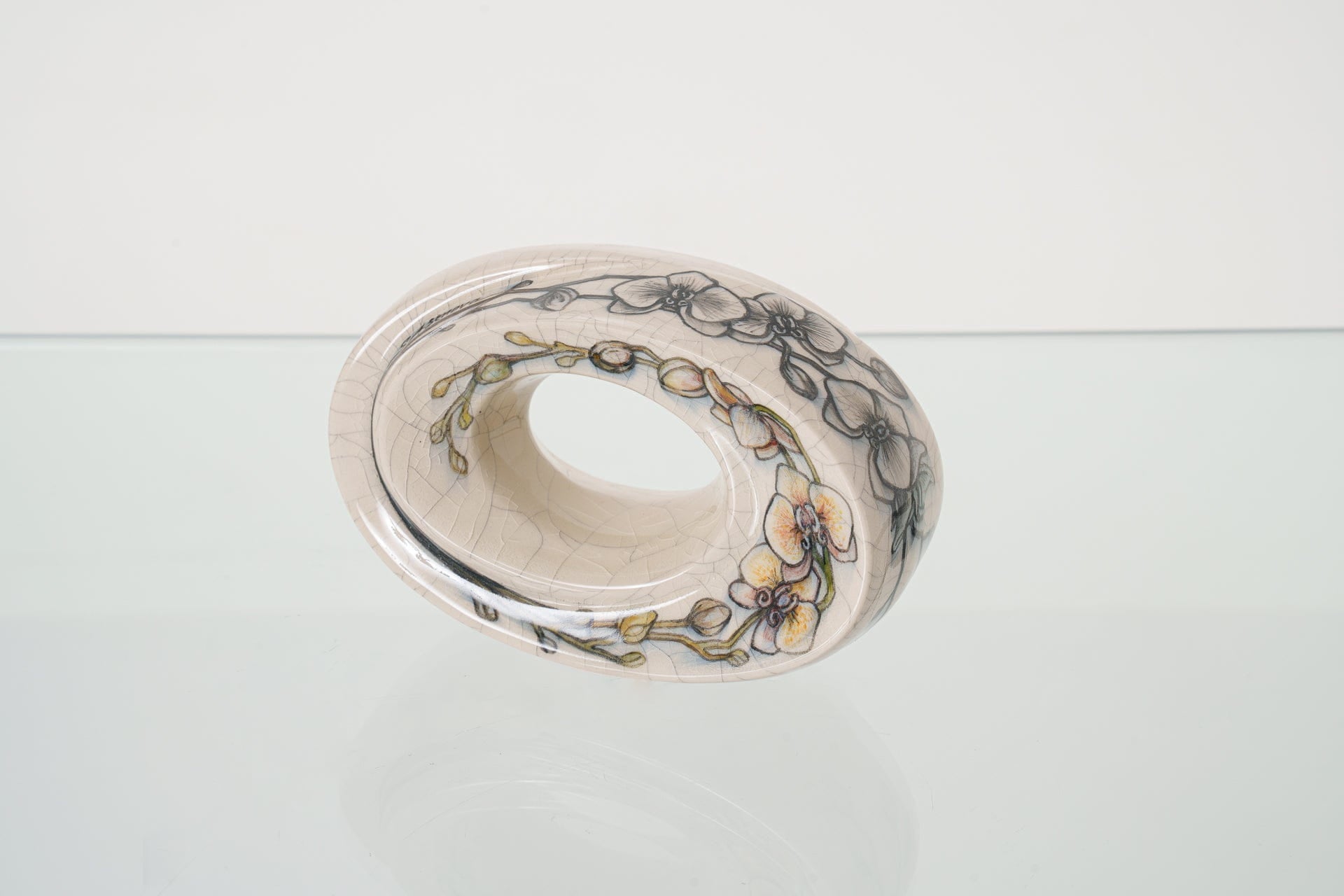 Pulvis Art Urns Exclusive Urn Handmade Decorated Keepsake "The Passage - Orchids" | Ceramic
