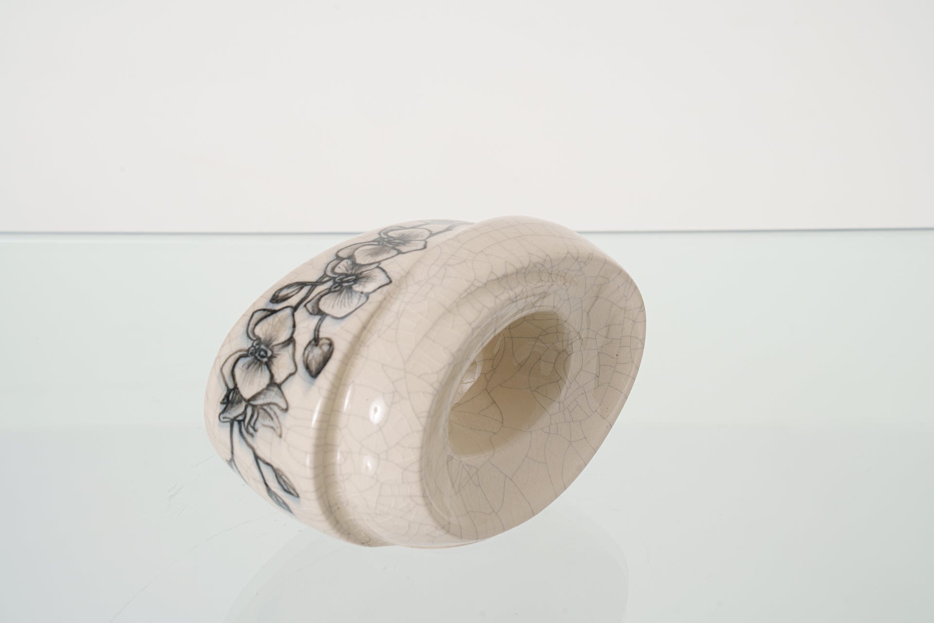 Pulvis Art Urns Exclusive Urn Handmade Decorated Keepsake "The Passage - Orchids" | Ceramic
