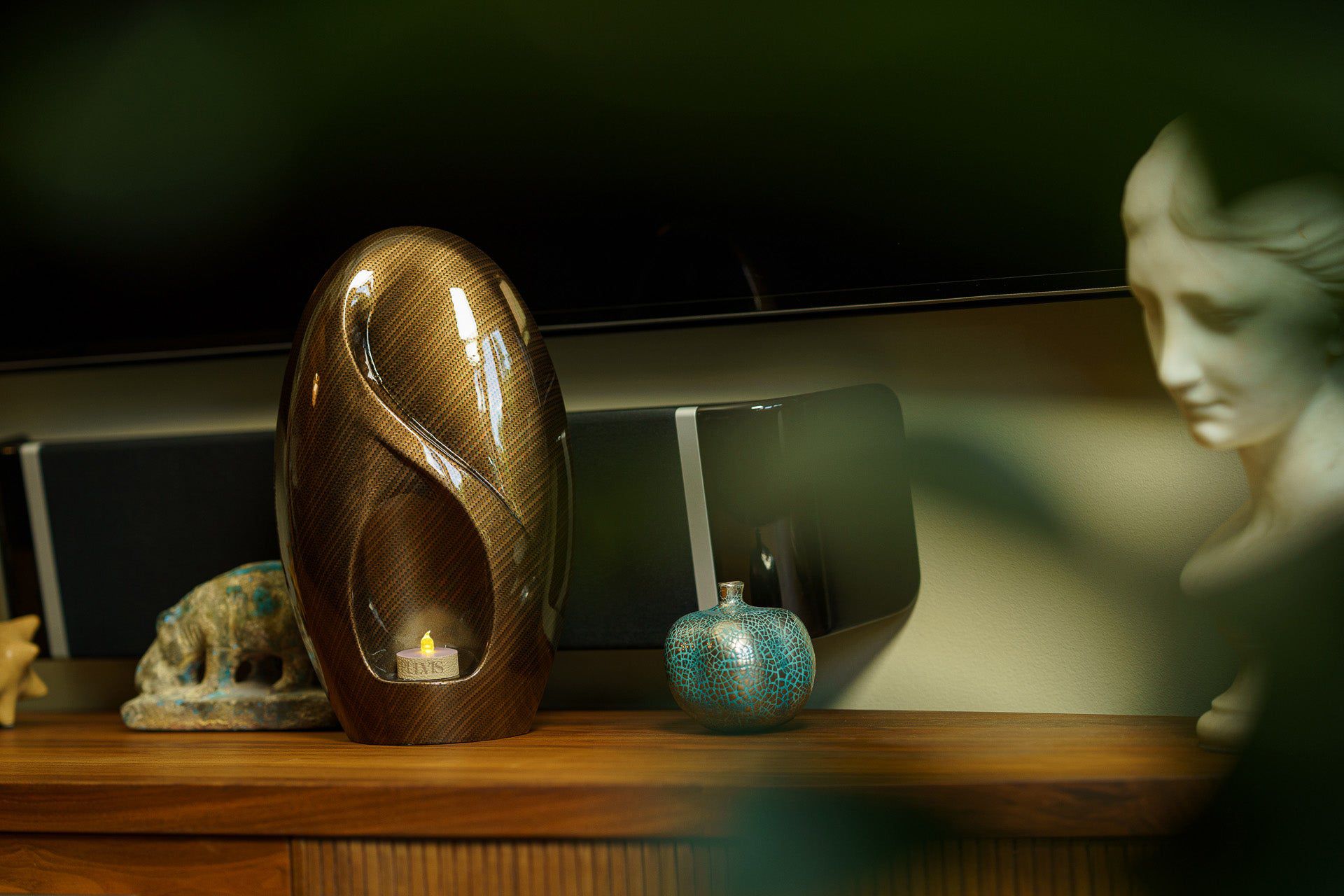 Pulvis Art Urns Exclusive Urn HydroGraphics Urn "Eternity - Carbon" - Large | Ceramic | Hydro Dipping